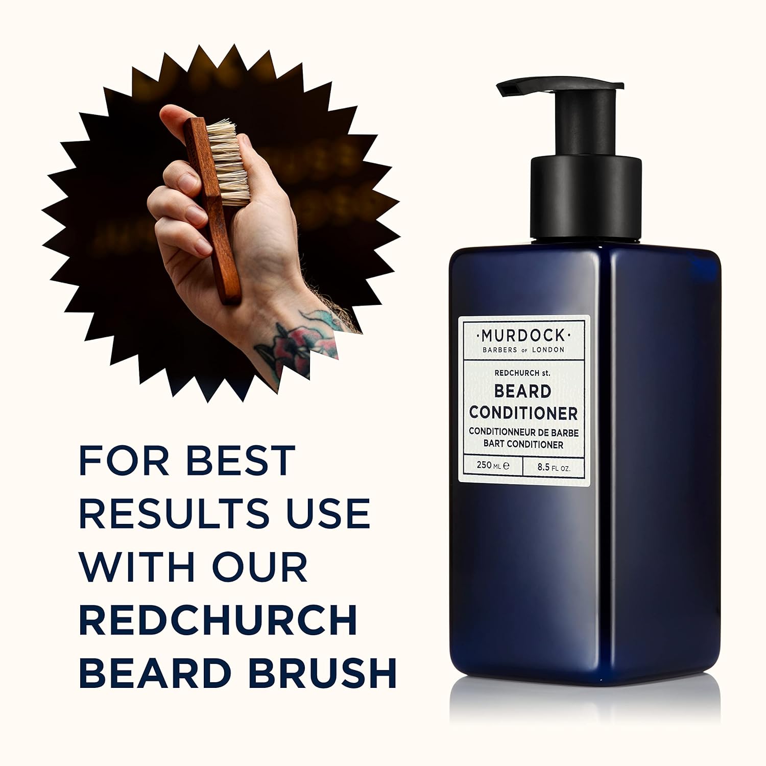 Murdock London Acondicionador de barba  Fórmula de lavado para todo tipo de cabello  Fabricado en Inglaterra  8.5 oz