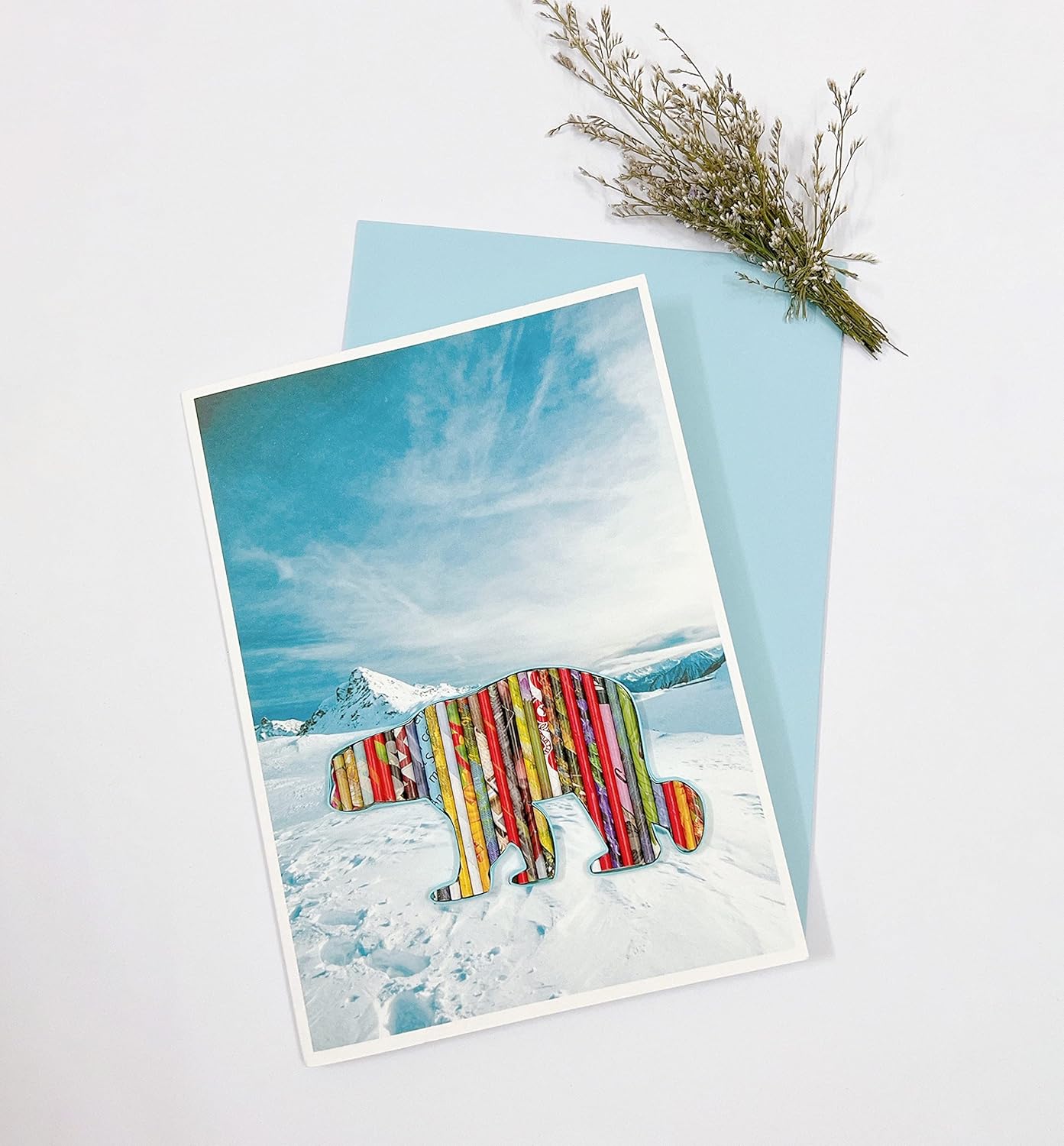 Polar Bear Recycled Card  Eco-friendly Handmade from Magazine  Iceberg Greeting Card  Holiday Card