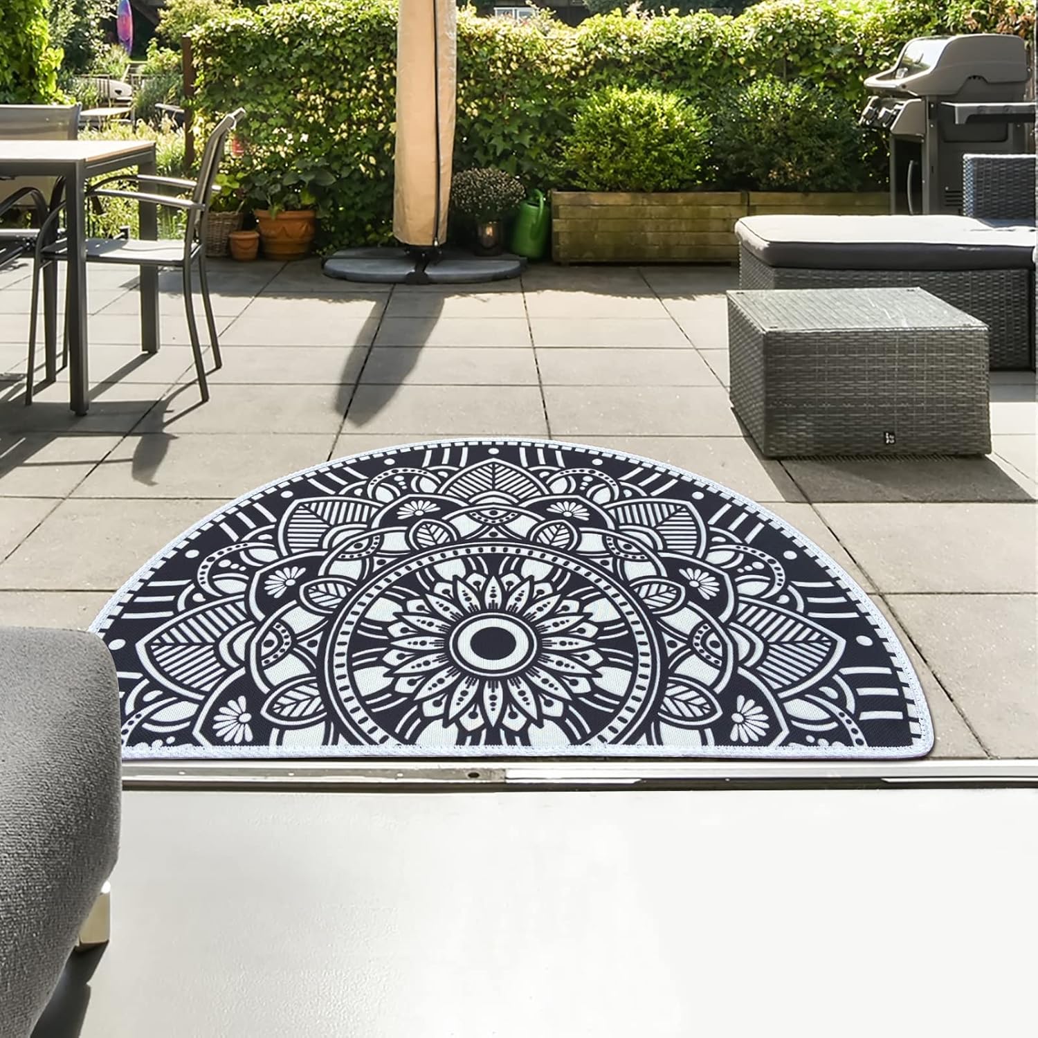 Tapete bohemio semicircular para entrada interior, 36 x 24 pulgadas, absorbente, antideslizante, para dormitorio, parte delantera y trasera, para