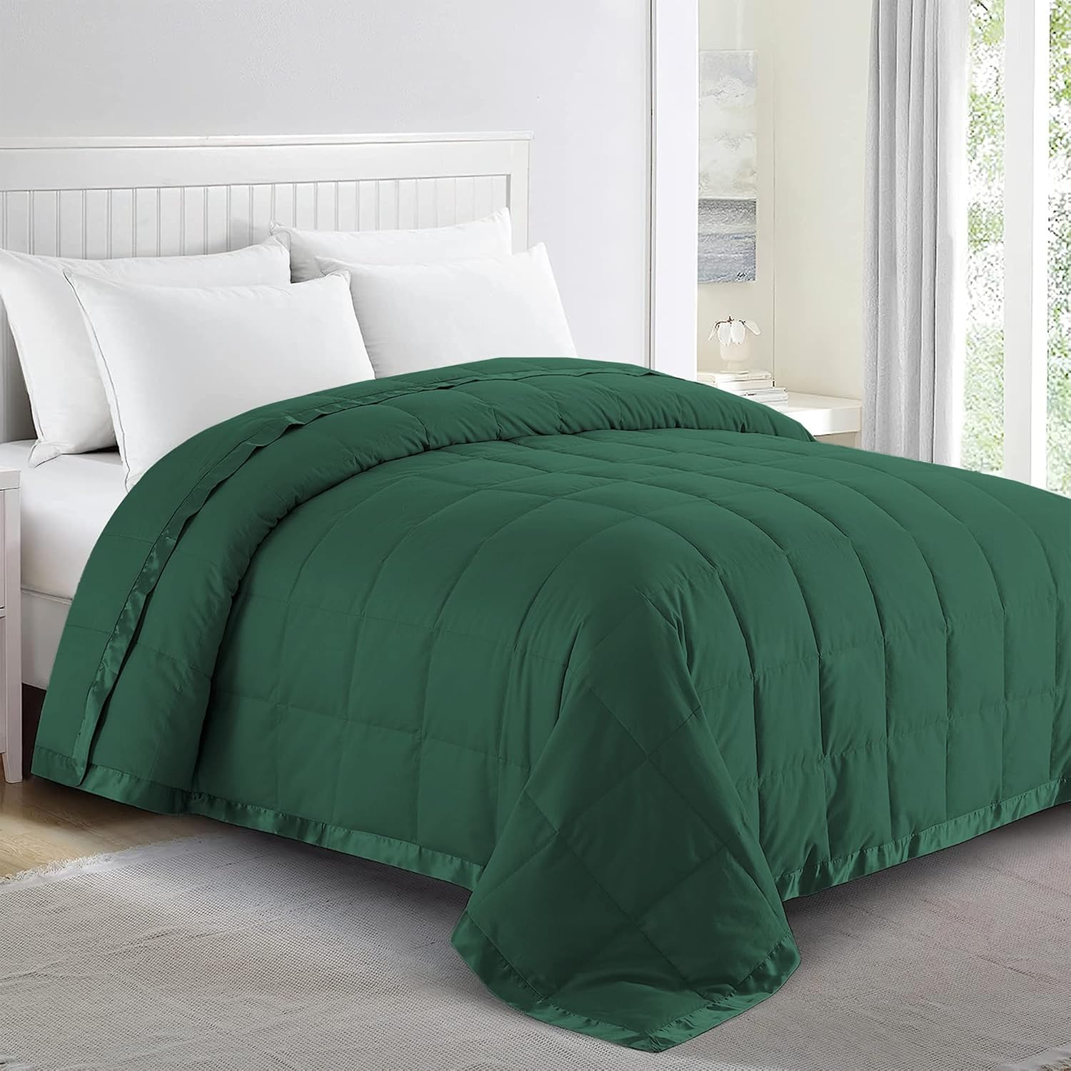 puredown Mantas tamaño King  Manta de plumón suave y ligera para todas las estaciones, acogedora y cálida manta de lujo con ribete satinado, color