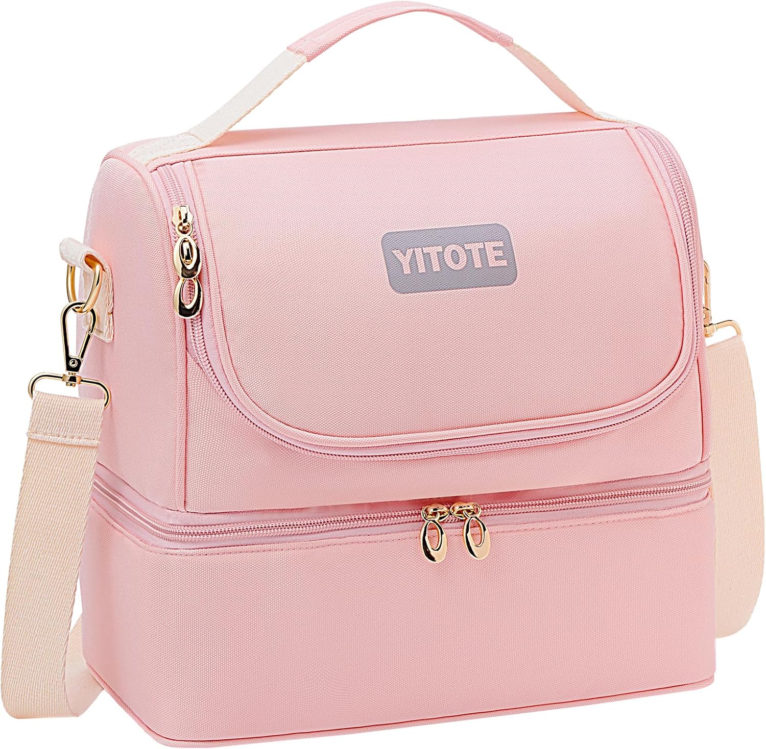 Yitote Lonchera para mujer, lonchera de doble cubierta para mujer, bolsa de almuerzo aislada expandible y a prueba de fugas, ideal para el trabajo,