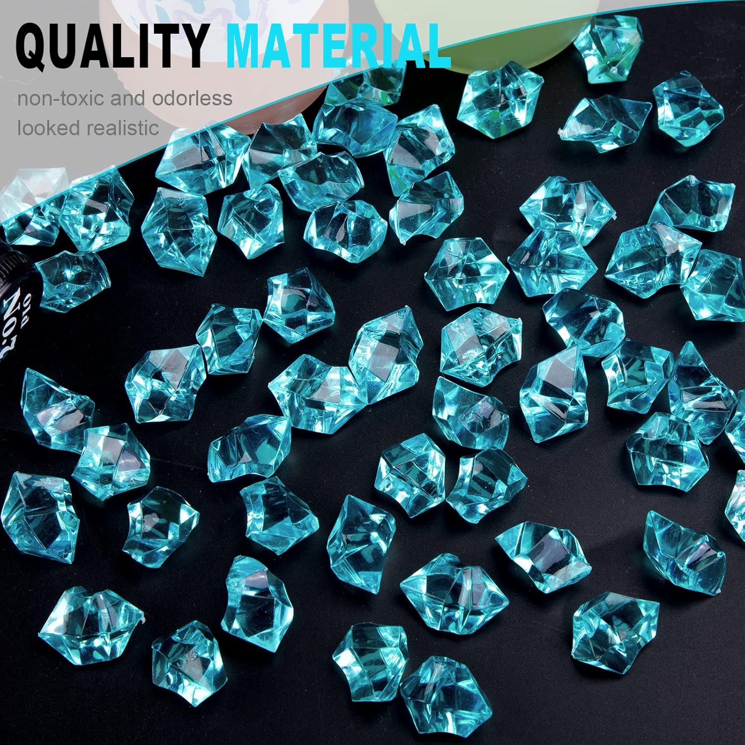 DomeStar Rocas de hielo trituradas falsas, 150 unidades de diamantes falsos de plástico, cubos de hielo de acrílico transparente, cristales de