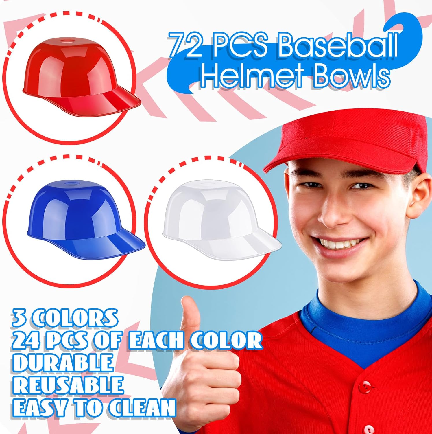 Casco de béisbol para helado de 8 onzas, mini cuencos para gorra de béisbol para niños, casco con chip para helado, cascos de plástico para fiestas