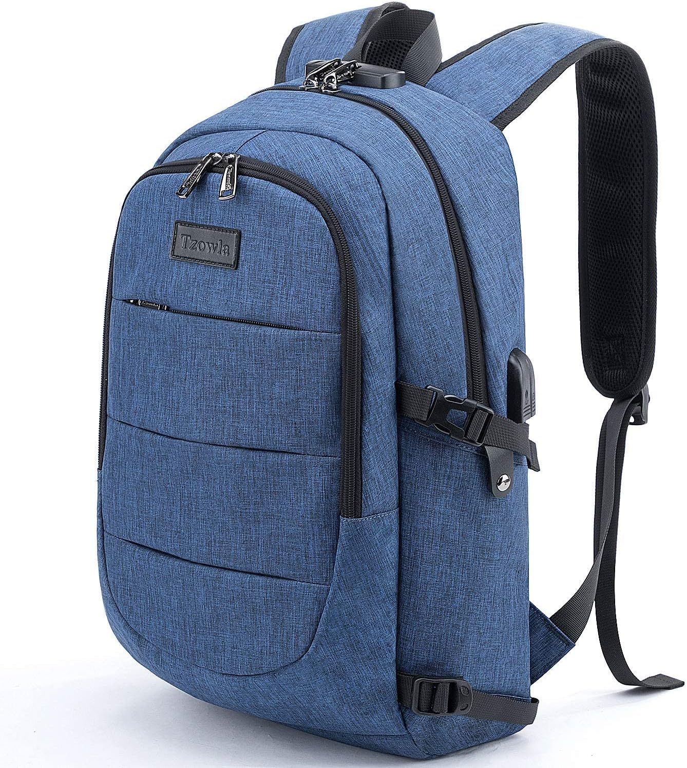 Tzowla, mochila de negocios para computadora portátil antirrobo, con puerto de carga USB y bloqueo de 15,6 pulgadas para mujeres y hombres, mochila