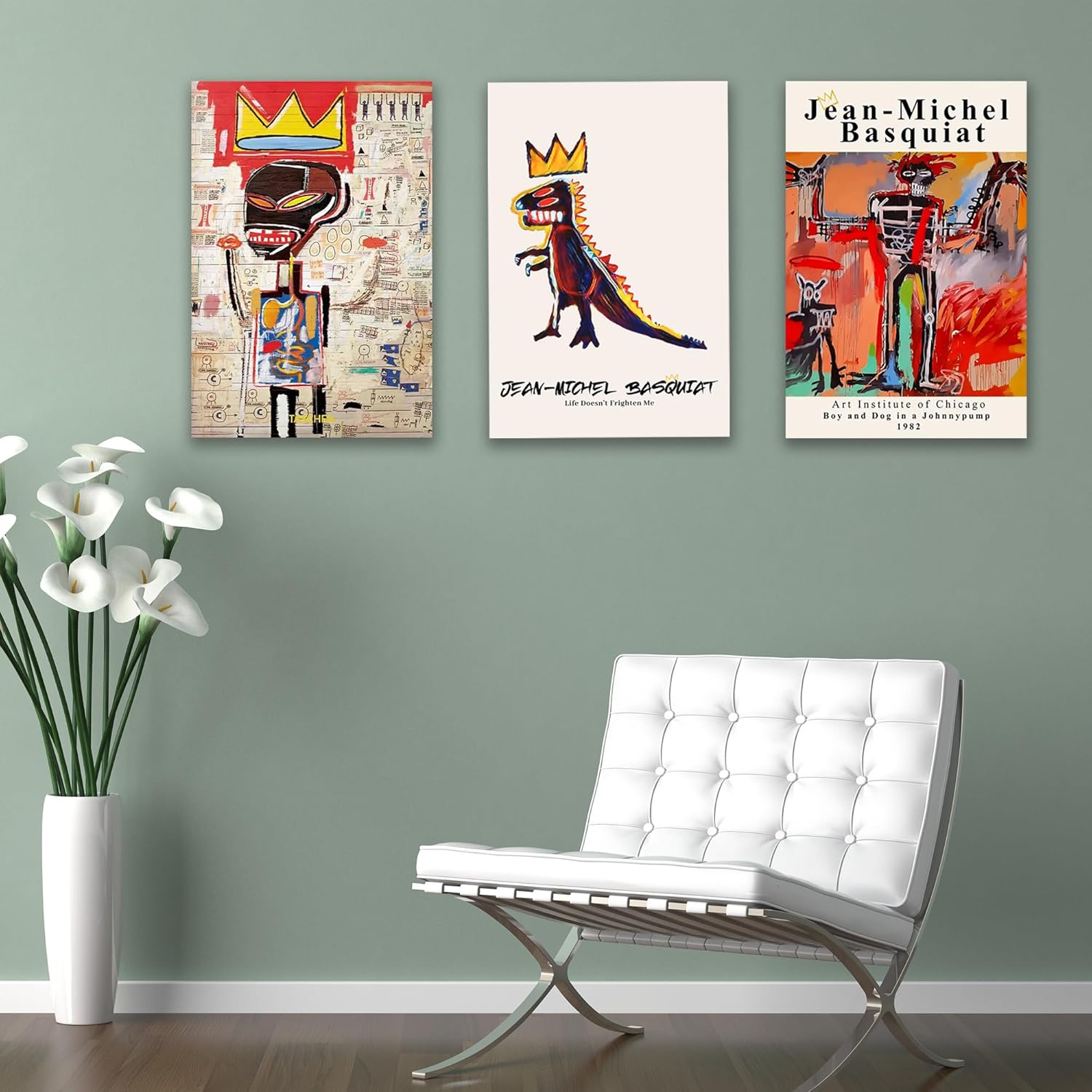 FULL HOUSE Basquiat – Arte de pared, póster de Basquiat de Jean Michel Basquiat, dinosaurio, animales, colorido, graffiti, lienzo para dormitorio,