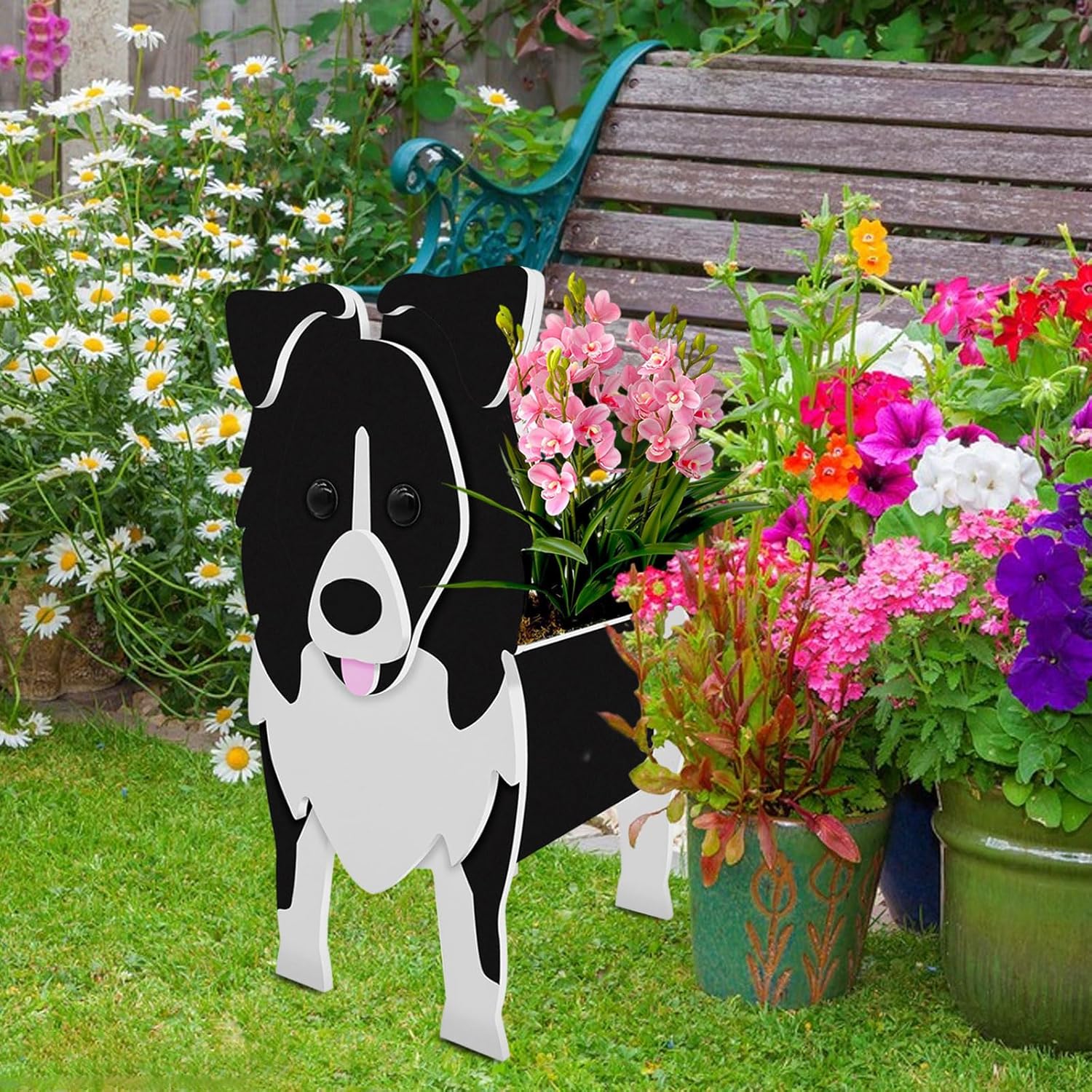 Toyswill Maceteros para perros para plantas al aire libre, maceta con forma de perro de jardín, maceta, contenedor de almacenamiento de animales,