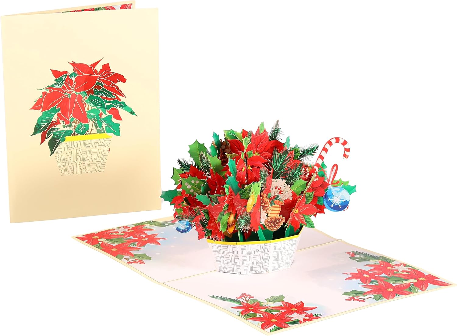 Tarjeta de Navidad desplegable, cesta de Pascua 3D hecha a mano, tarjetas de felicitación emergentes de Navidad para invierno, vacaciones, regalo de