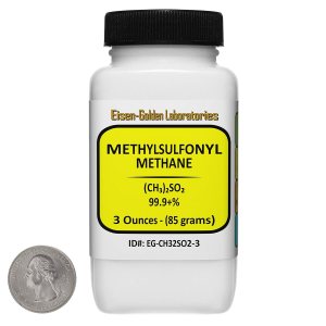 Metilsulfonil metano (CH3)2SO2 99.9+% USP polvo de grado alimenticio 3 onzas en una botella Metilsulfonil metano (CH3)2SO2 99.9+% USP polvo de grado alimenticio 3 onzas en una botella