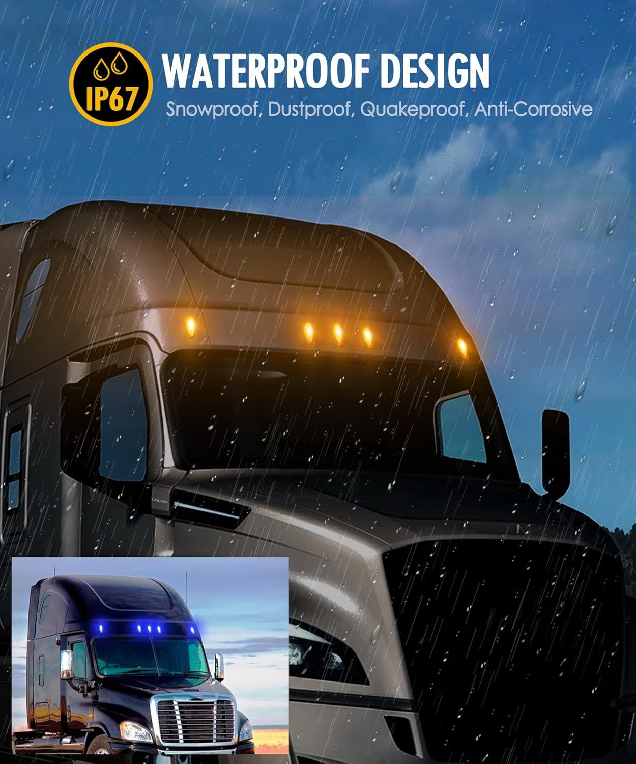 Partsam Luz de cabina, 5 piezas de luz LED transparente de doble color para techo de correr, repuesto para Freightliner Cascadia luces de