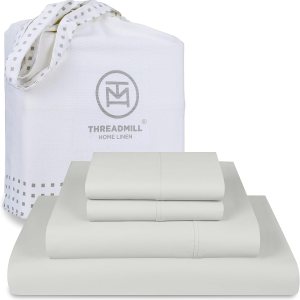 Threadmill Home Linen Bedding – Juego de sábanas de 300 hilos, 100 % algodón, juego de cama de lujo, 4 piezas, tejido de satén suave, color blanco, Threadmill Home Linen Bedding – Juego de sábanas de 300 hilos, 100 % algodón, juego de cama de lujo, 4 piezas, tejido de satén suave, color blanco,