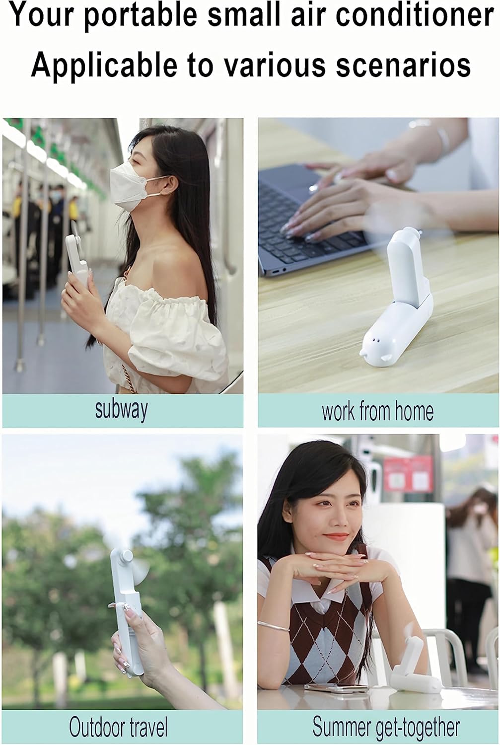 Mini ventilador portátil, batería de larga duración de 2000 mAh de 48 horas, ventilador plegable de carga USB, multifuncional que es un ventilador