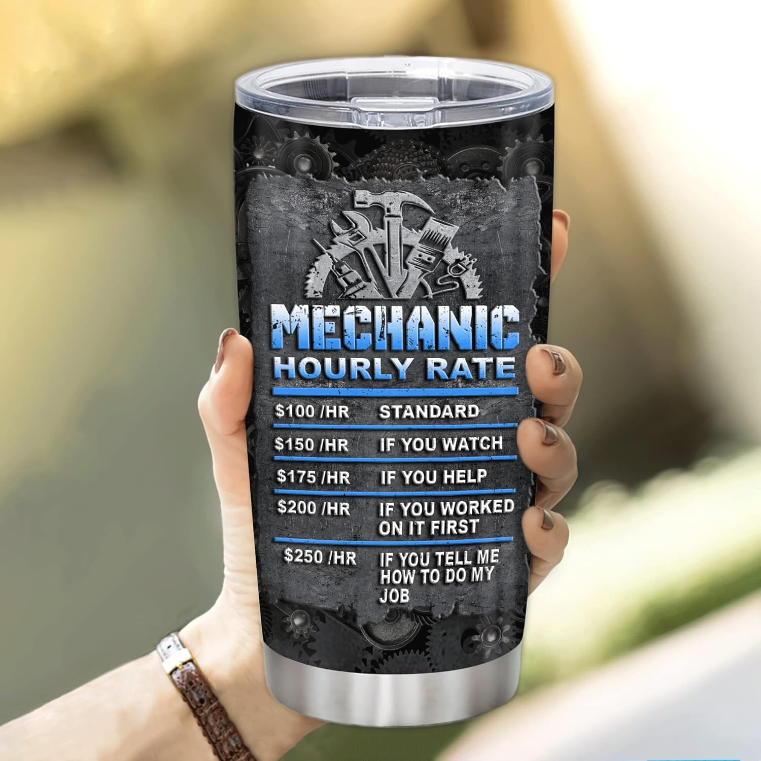 Hyturtle Regalos de mecánico personalizados para hombres, vaso mecánico de 20 onzas, 30 onzas, con la frase “I’m Here Because You Broke Something”,