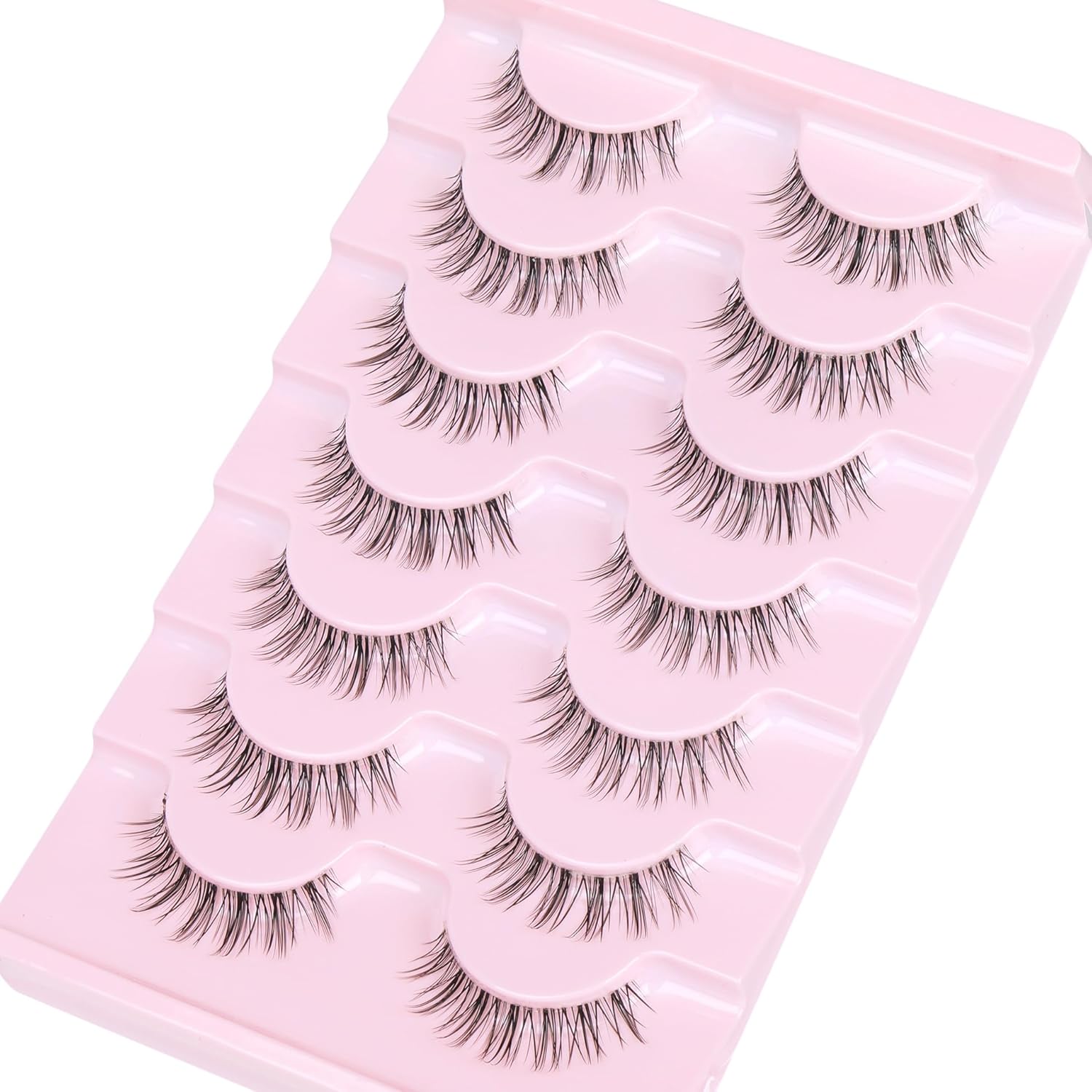 Pestañas postizas de aspecto natural, pestañas cortas con banda transparente, pestañas postizas 3D, rizo C, pestañas pequeñas que parecen