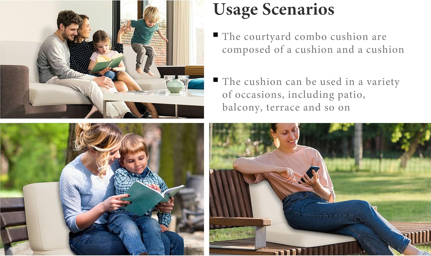 Juego de cojines de asiento profundo al aire libre impermeable, resistente a la decoloración, cojines de muebles de patio con funda extraíble Cojín