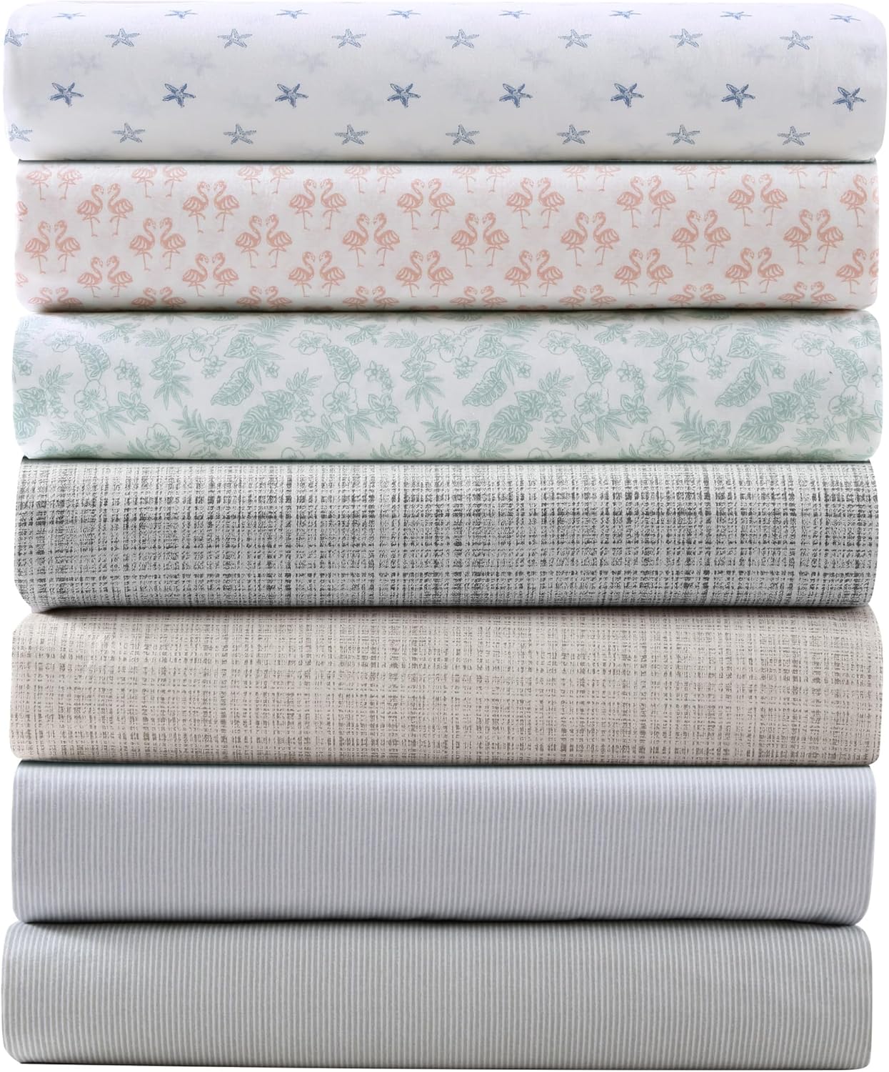 Tommy Bahama – Juego de sábanas de algodón percal lavado, suave y transpirable, decoración de dormitorio con bolsillos profundos (gris lino rafia,