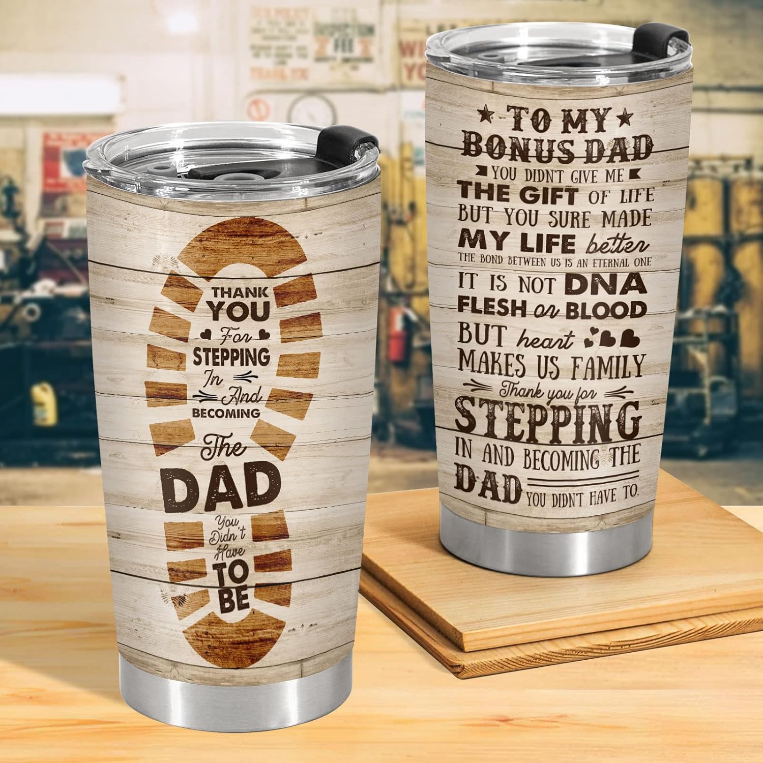 34HD Regalos para el día del padre de hija, hijo, esposa, regalos divertidos para padrastro, papá, marido, vaso de 20 onzas, taza para beber para