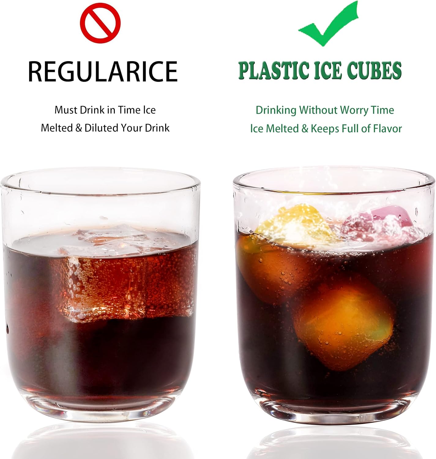 Cubos de hielo reutilizables de plástico, paquete de 65 cubos de hielo reutilizables para bebidas, whisky, vodka o café, cubos de hielo lavables que