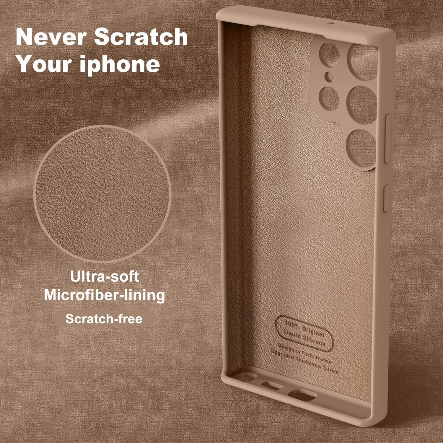 TISOOG Funda compatible con Samsung Galaxy S23 Ultra de 6.8 pulgadas, funda protectora de silicona con forro de microfibra suave, soporte de carga