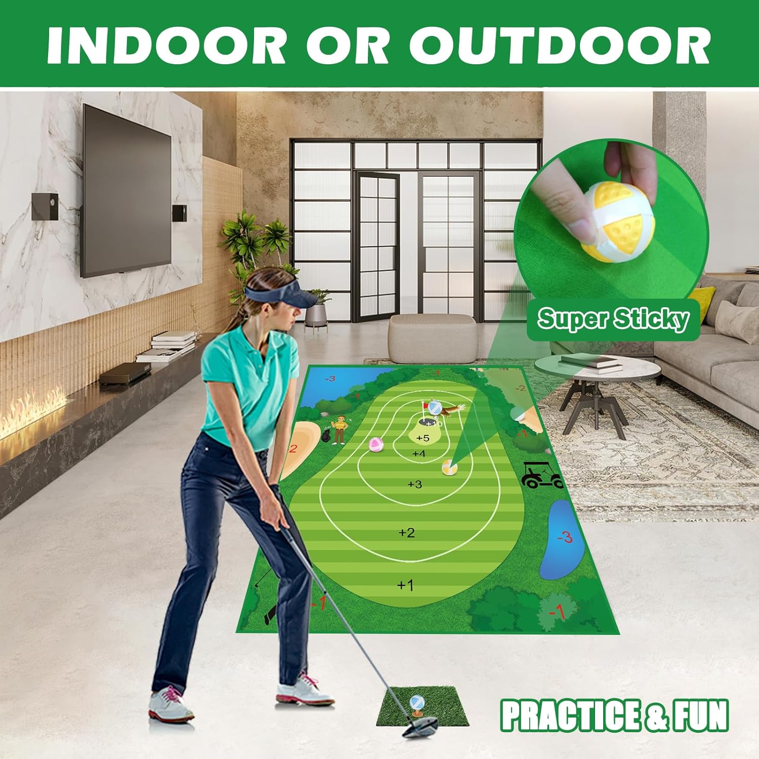Alfombrilla de juego de astillado de golf, tapetes de práctica de golf para interiores y exteriores, juegos para adultos y familia, juego de golf