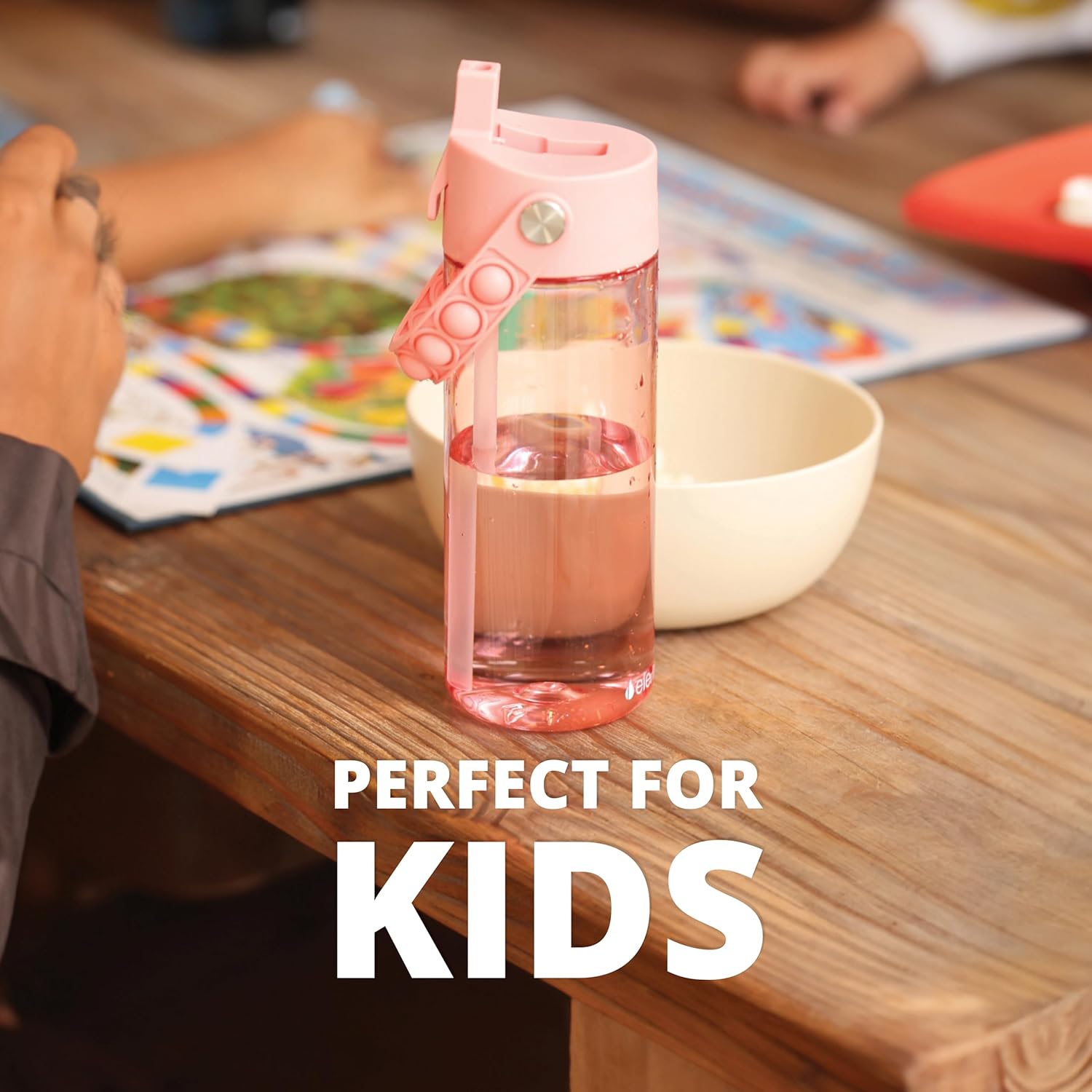 Elemental Botellas de agua a prueba de fugas para niños, botella de agua para niños para la escuela con divertido mango de apretar  Botella de agua
