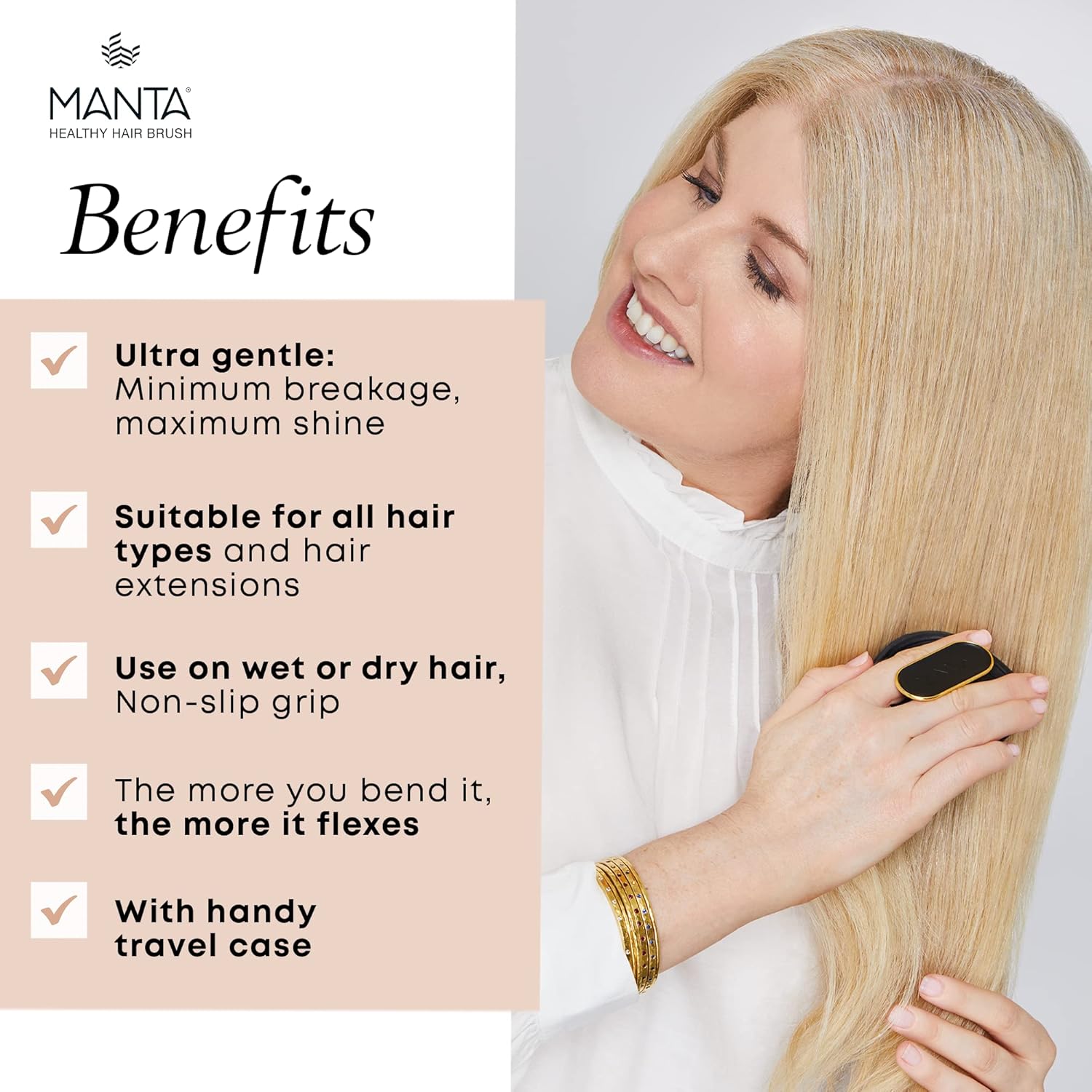 Cepillo para el cabello  Cepillo de pelo totalmente flexible  Cepillo suave que ayuda a prevenir la rotura del cabello  Masajeador y desenredante