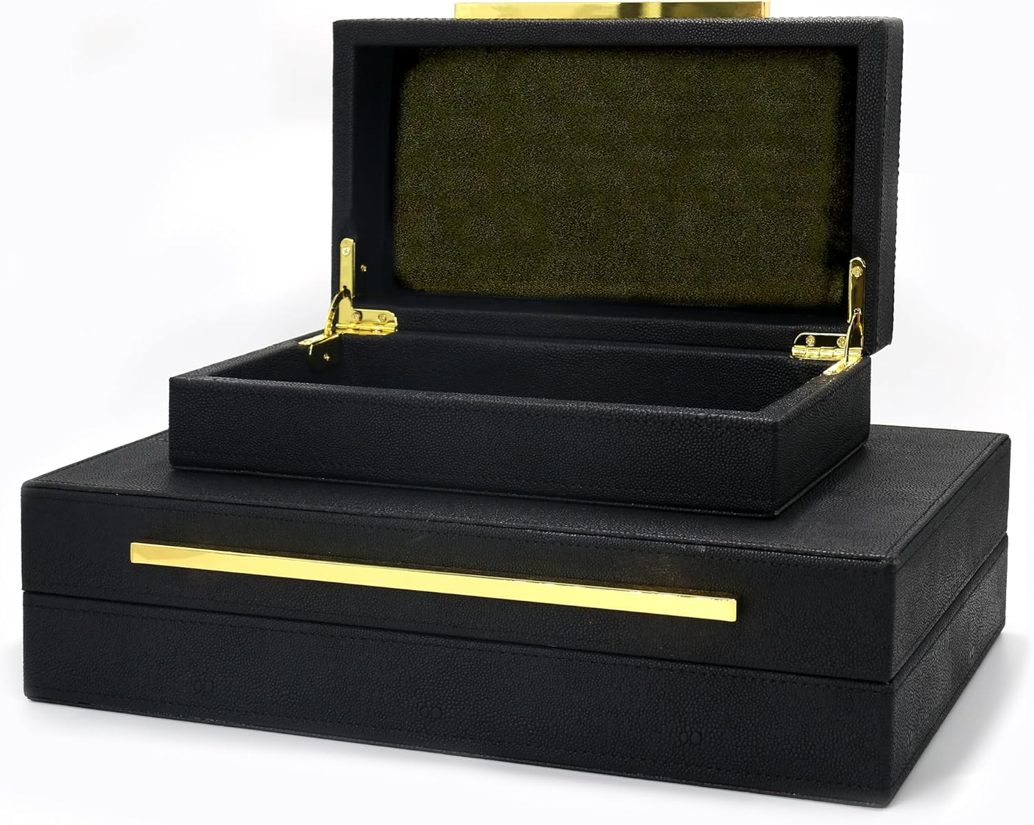 Caja decorativa moderna de piel sintética Shagreen, cajas de almacenamiento decorativas con tapas para decoración del hogar, organizador de joyero