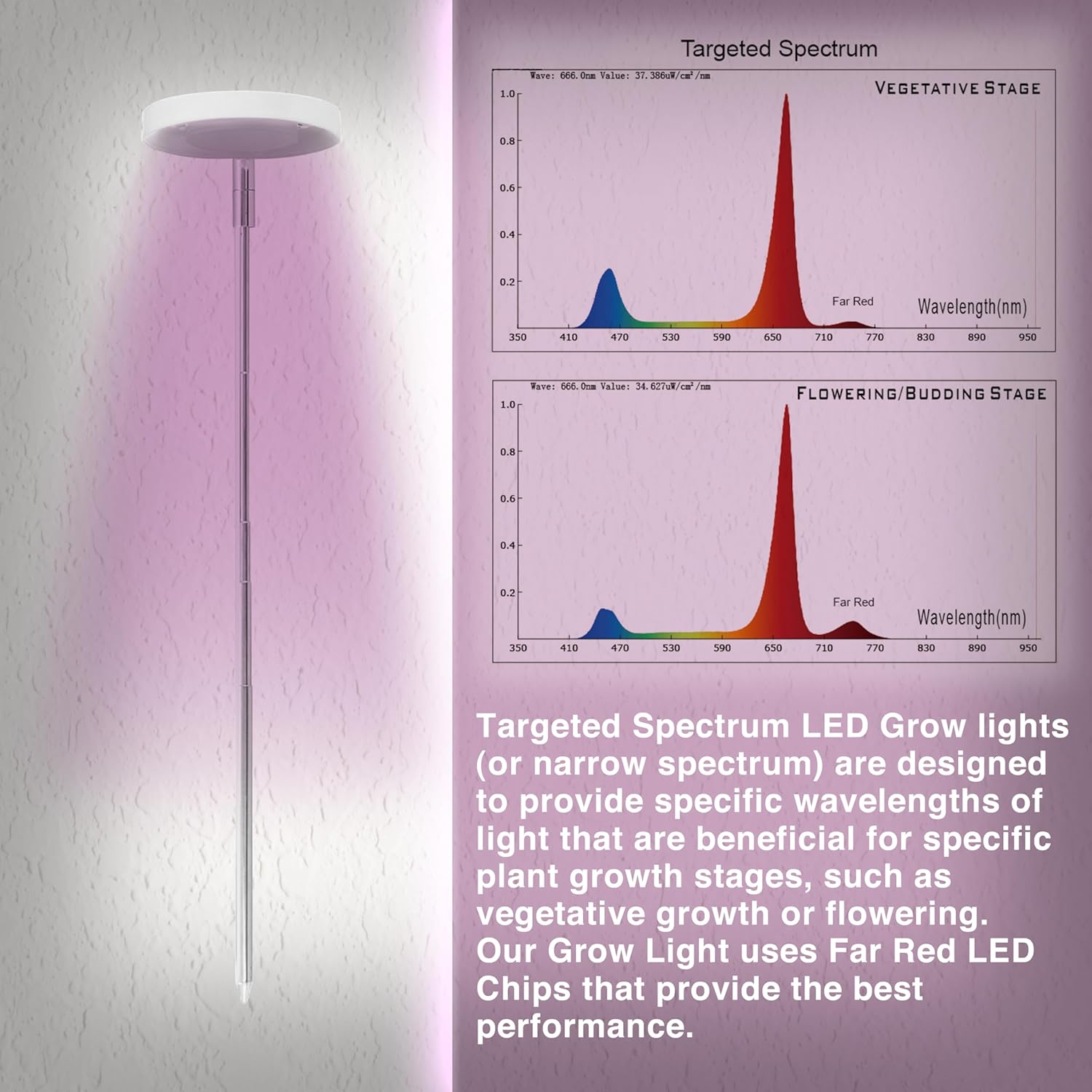 Luz LED de 10 W en maceta, espectro específico para un mejor crecimiento, doble ajuste vegetativo y floración. Puedes cultivar plantas al aire libre