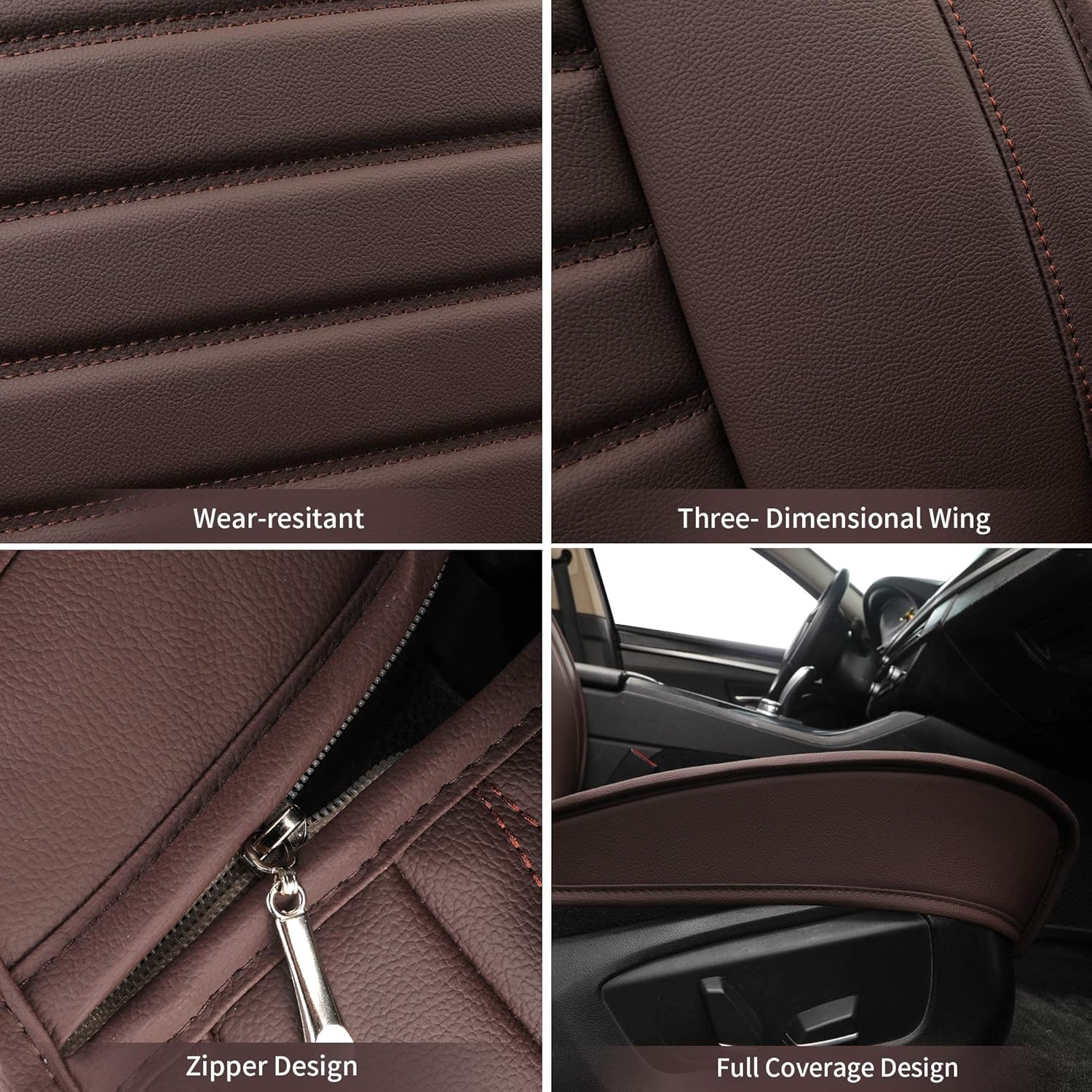 Juego completo de fundas de asiento de automóvil, funda de cojín antideslizante de piel sintética para vehículo, protectores impermeables para