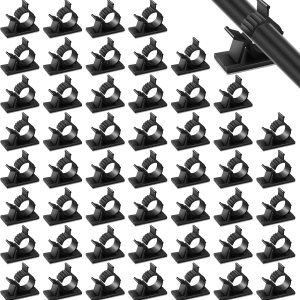 Clips de cables autoadhesivos ajustables de 1.46 x 0.72 pulgadas, abrazaderas de comando sin taladro, organizadores de cables para oficina en casa Clips de cables autoadhesivos ajustables de 1.46 x 0.72 pulgadas, abrazaderas de comando sin taladro, organizadores de cables para oficina en casa