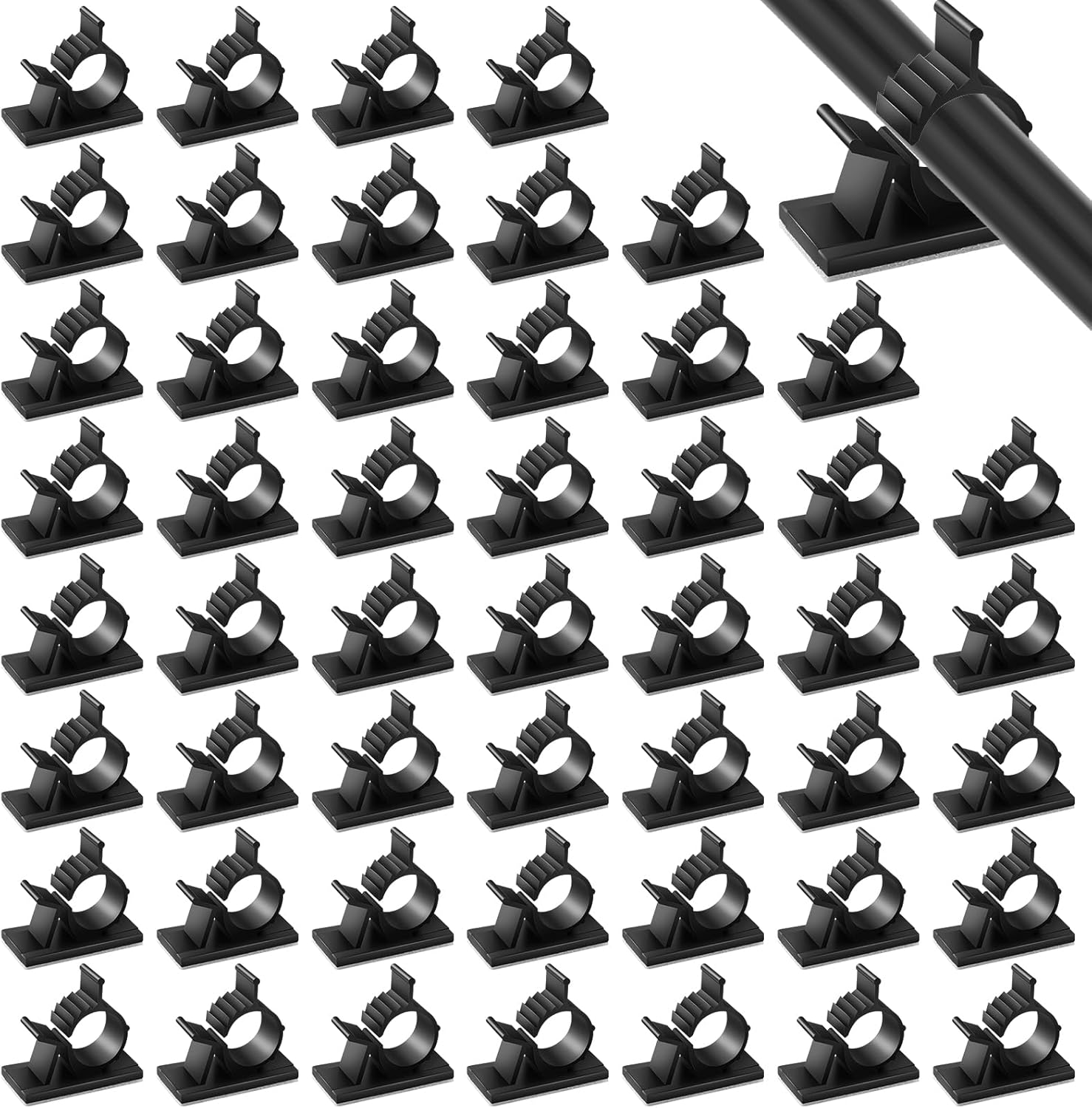 Clips de cables autoadhesivos ajustables de 1.46 x 0.72 pulgadas, abrazaderas de comando sin taladro, organizadores de cables para oficina en casa