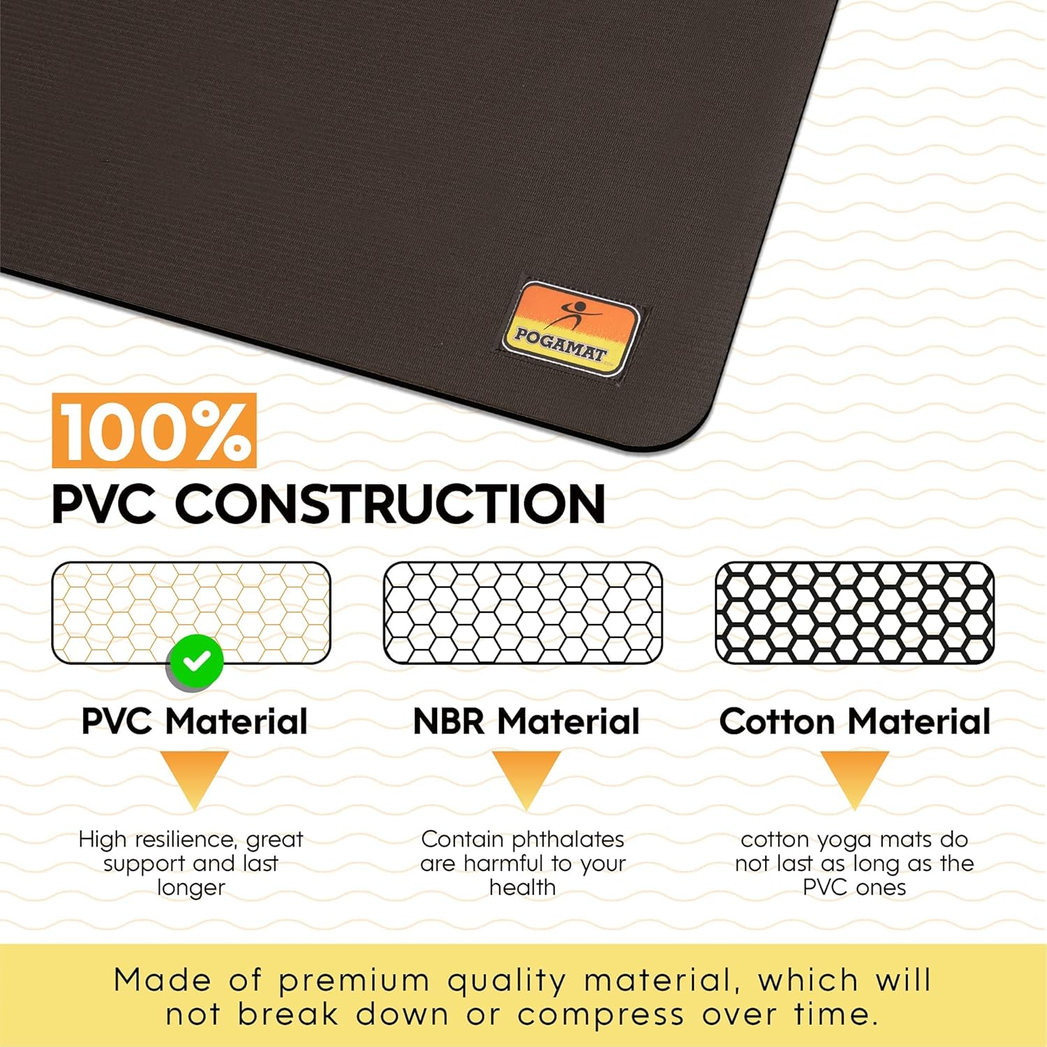 POGAMAT Alfombrillas de ejercicio grandes de alta calidad  8 x 4 pies x 14 pulgadas de grosor duradera para suelo de gimnasio en casa  Funciona muy