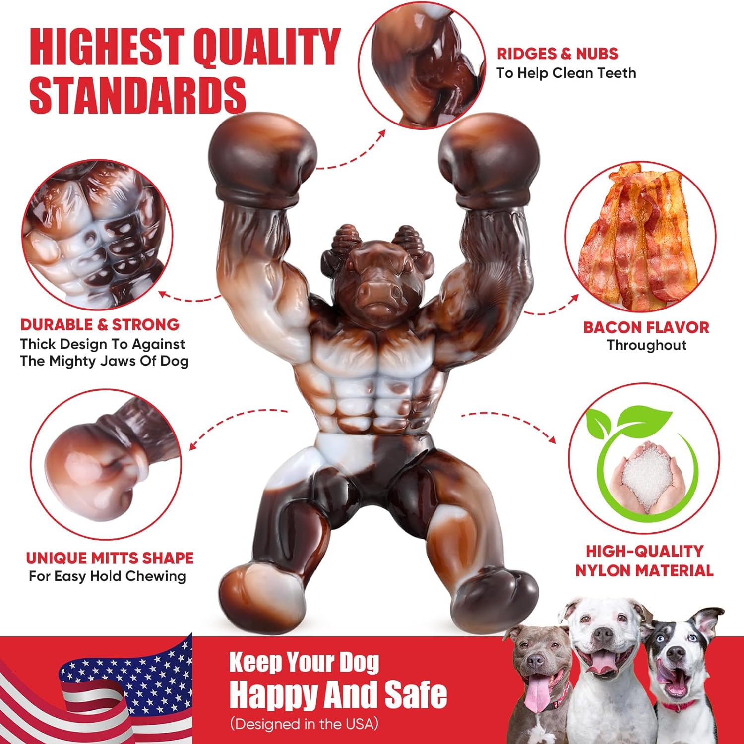Juguetes para perros para masticadores agresivos, juguetes indestructibles para perros, juguetes para perros grandes, huesos de perro casi