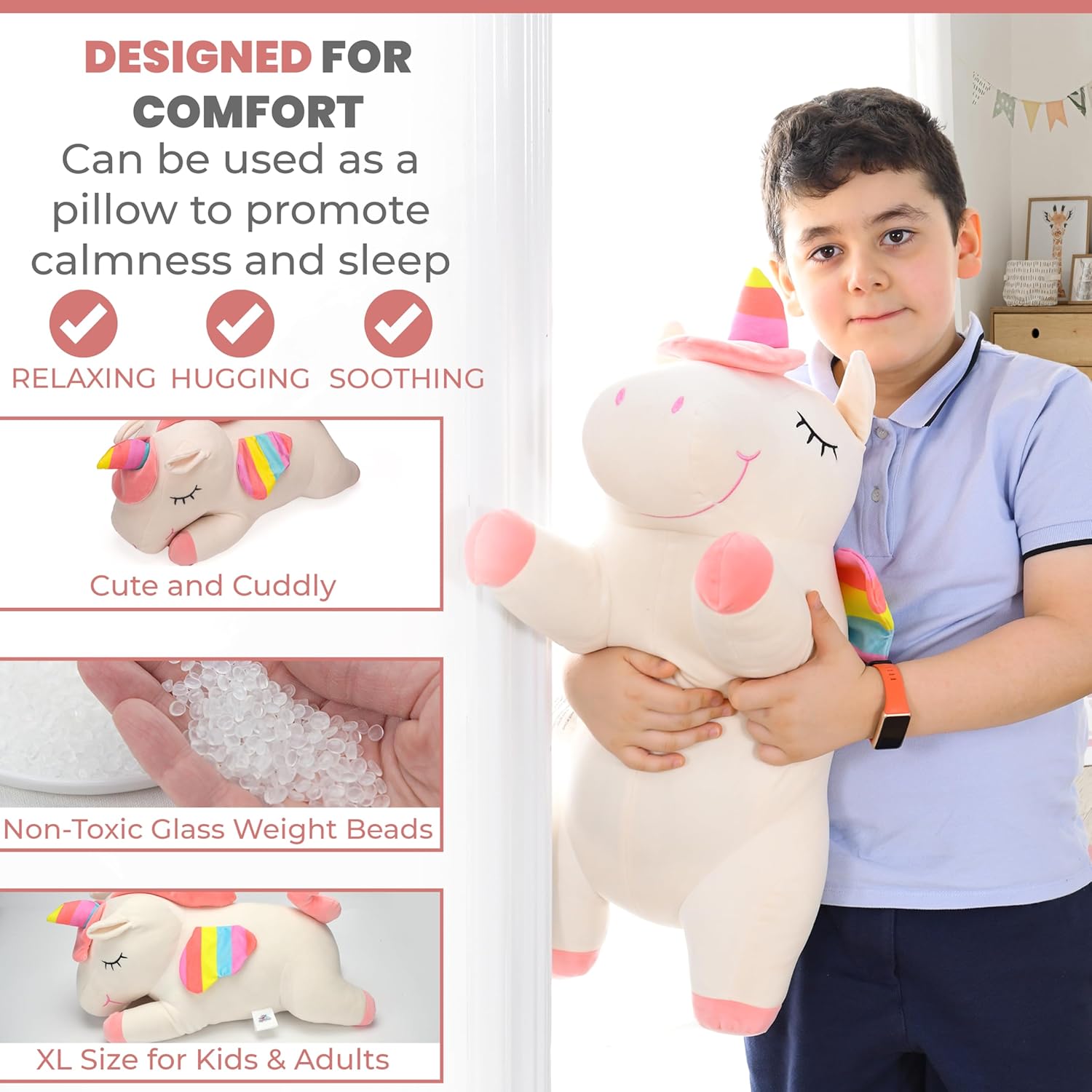 ZYSMALAT Animales de peluche con peso, 4 libras de peluche de dinosaurio con peso, peluche de unicornio, peluche de perezoso, animales de peluche