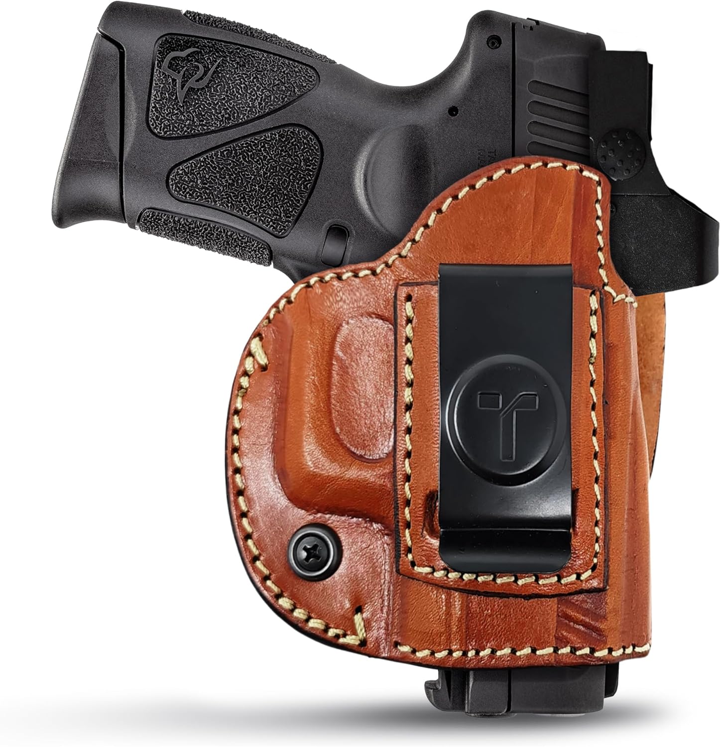 Funda de cuero IWB para pistolas óptica lista. Funda de cuero para pistola Glock 26 27, Taurus G2C G3C, escudo de 0.354 in con láser CT. Funda de