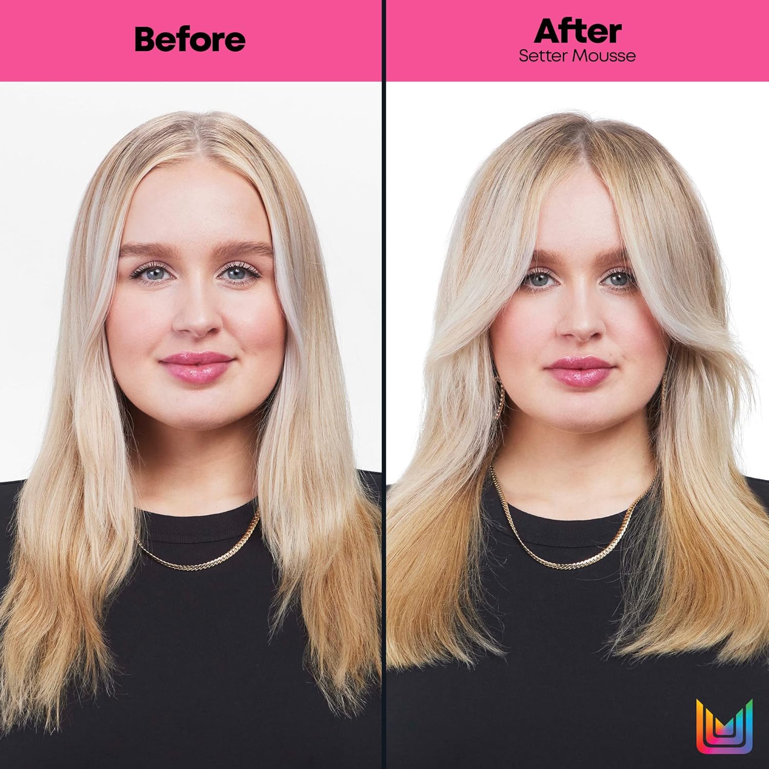 Matrix Setter Mousse  Proporciona elevación y brillo voluminizador  Espuma sin peso  Resistente a la humedad  Control del encrespamiento  Para todo