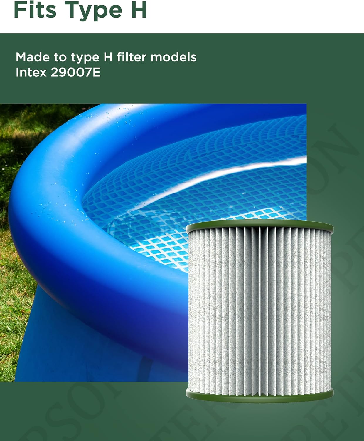 GALVANOX Paquete de 8 cartuchos de filtro de repuesto tipo H para bomba de piscina sobre el suelo Intex (C330, 29007E)