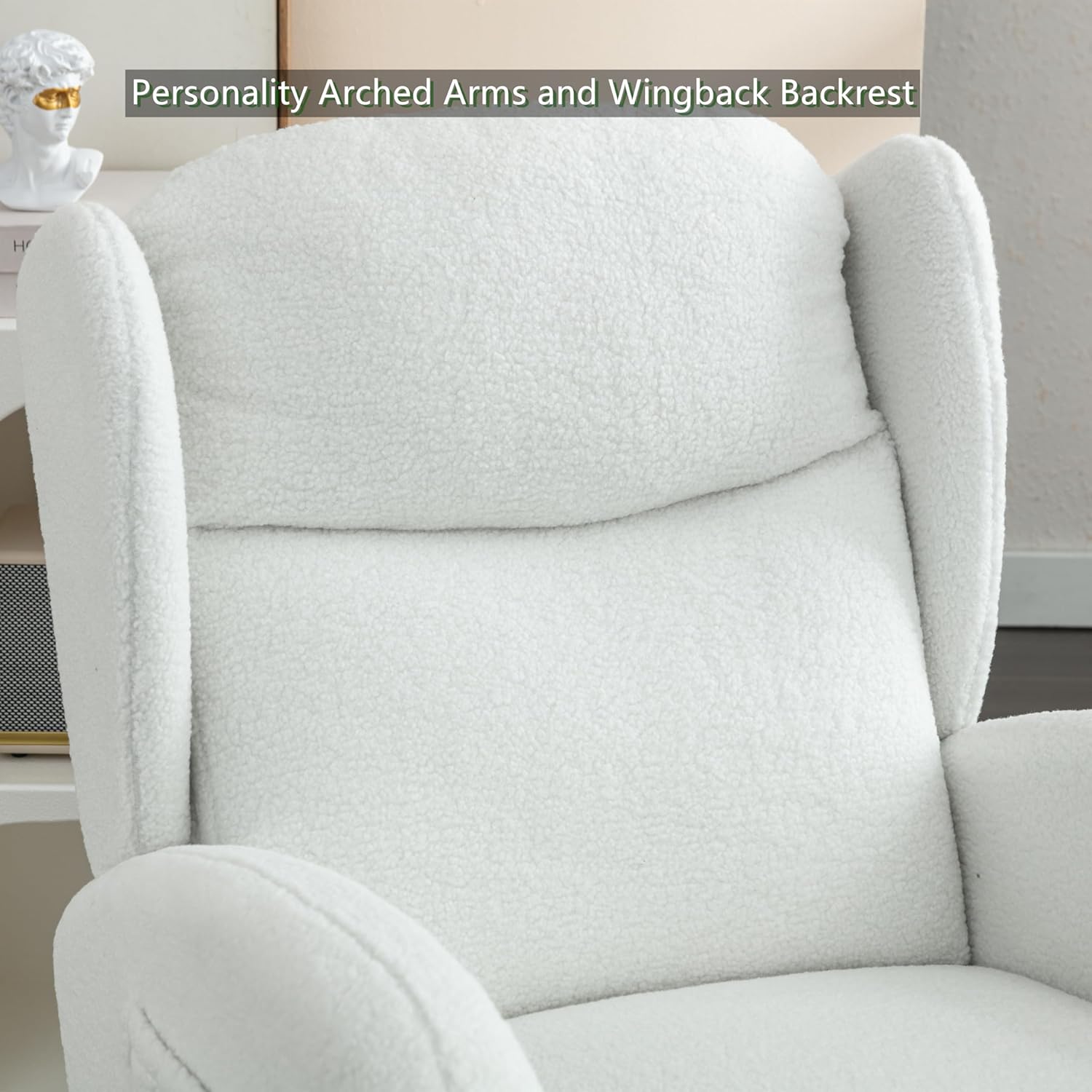 Setawix Silla mecedora de peluche para guardería, silla mecedora tapizada para sala de estar, sillón con respaldo de sherpa de ocio, silla mecedora