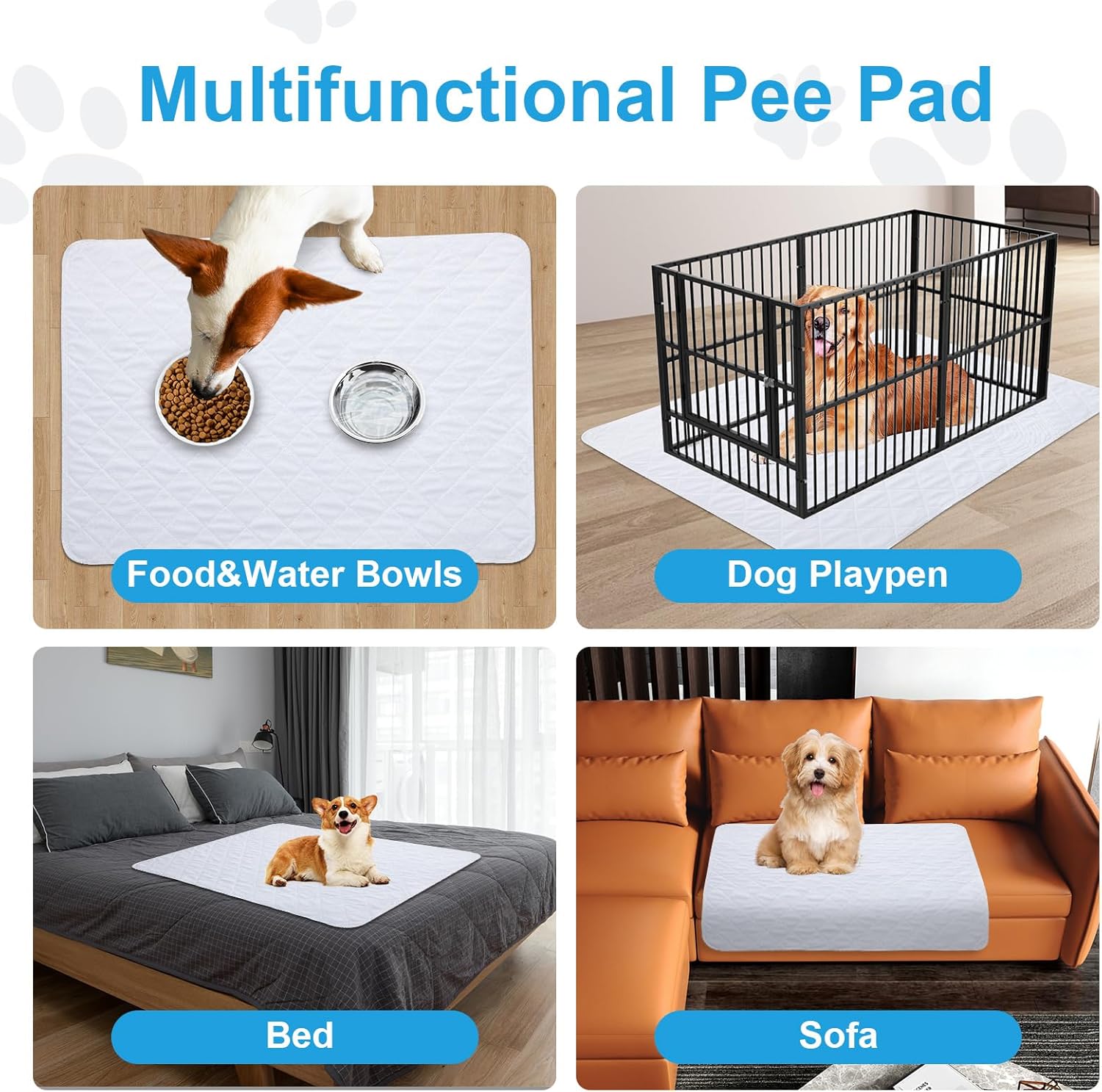 Almohadillas lavables para orina de perro para entrenamiento de orinal de 65 x 48 pulgadas, paquete de 1 unidad, almohadillas impermeables y