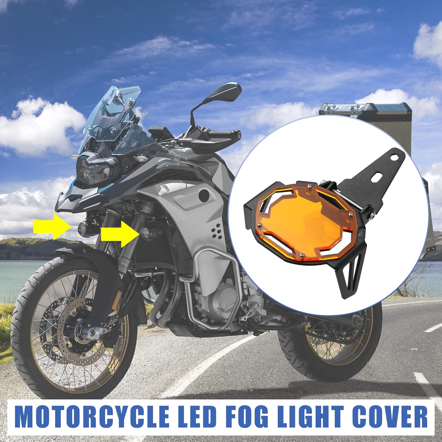 Motoforti Par de la motocicleta LED antiniebla Protector Guardias OEM Foglight lámpara cubierta para BMW R1200 F800R1250 F850GS naranja