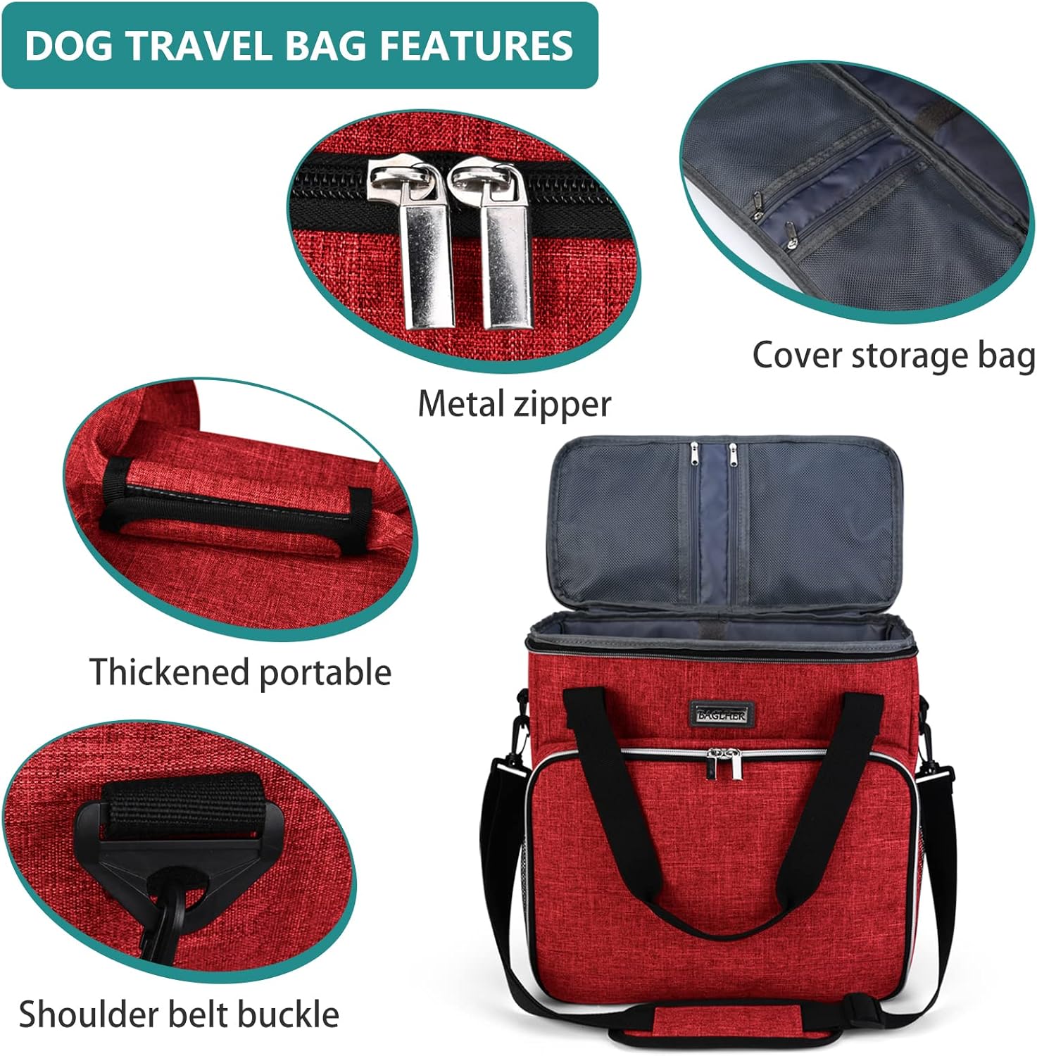 BAGLHER Bolsa de viaje para perros, bolsa de viaje para mascotas (todos los suministros de viaje para mascotas), con 2 recipientes de comida para