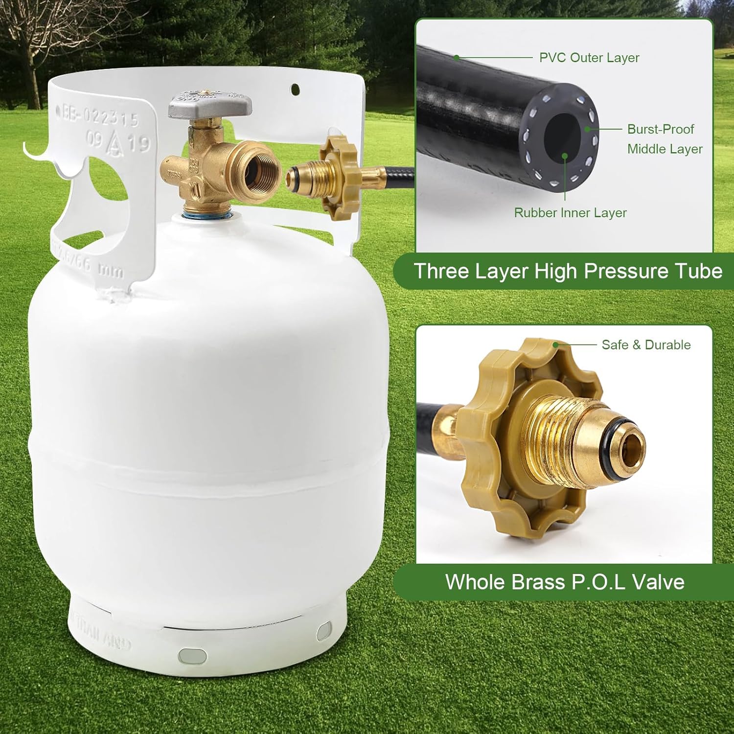 Kit de quemador de malezas de propano, alto rendimiento de 1,200,000 BTU con encendedor (autoencendido), soplete de jardín resistente con manguera