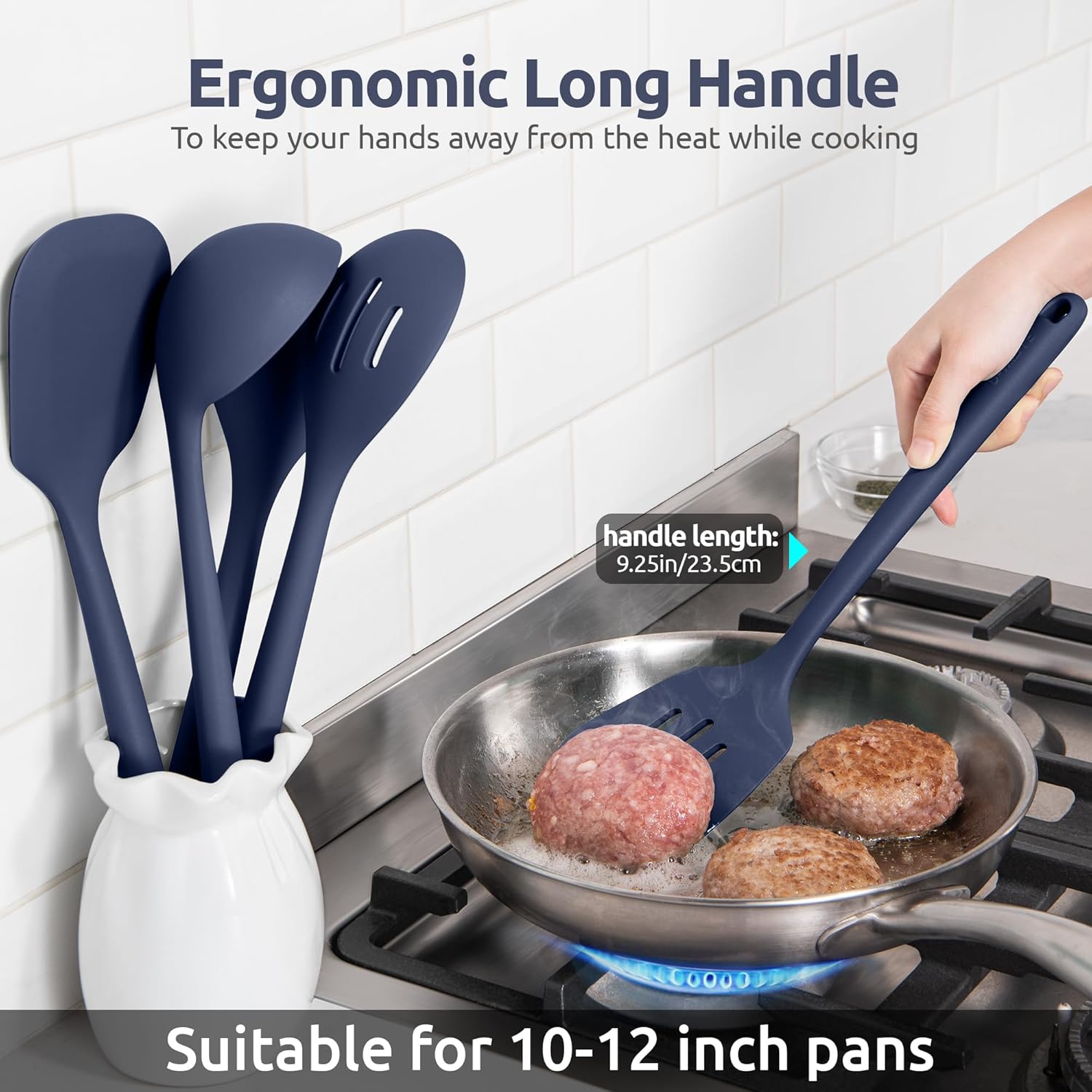 U-Taste – Juego de utensilios de cocina de silicona accesorios de cocina de 13.6 pulgadas de alta resistencia al calor, accesorios de cocina de goma