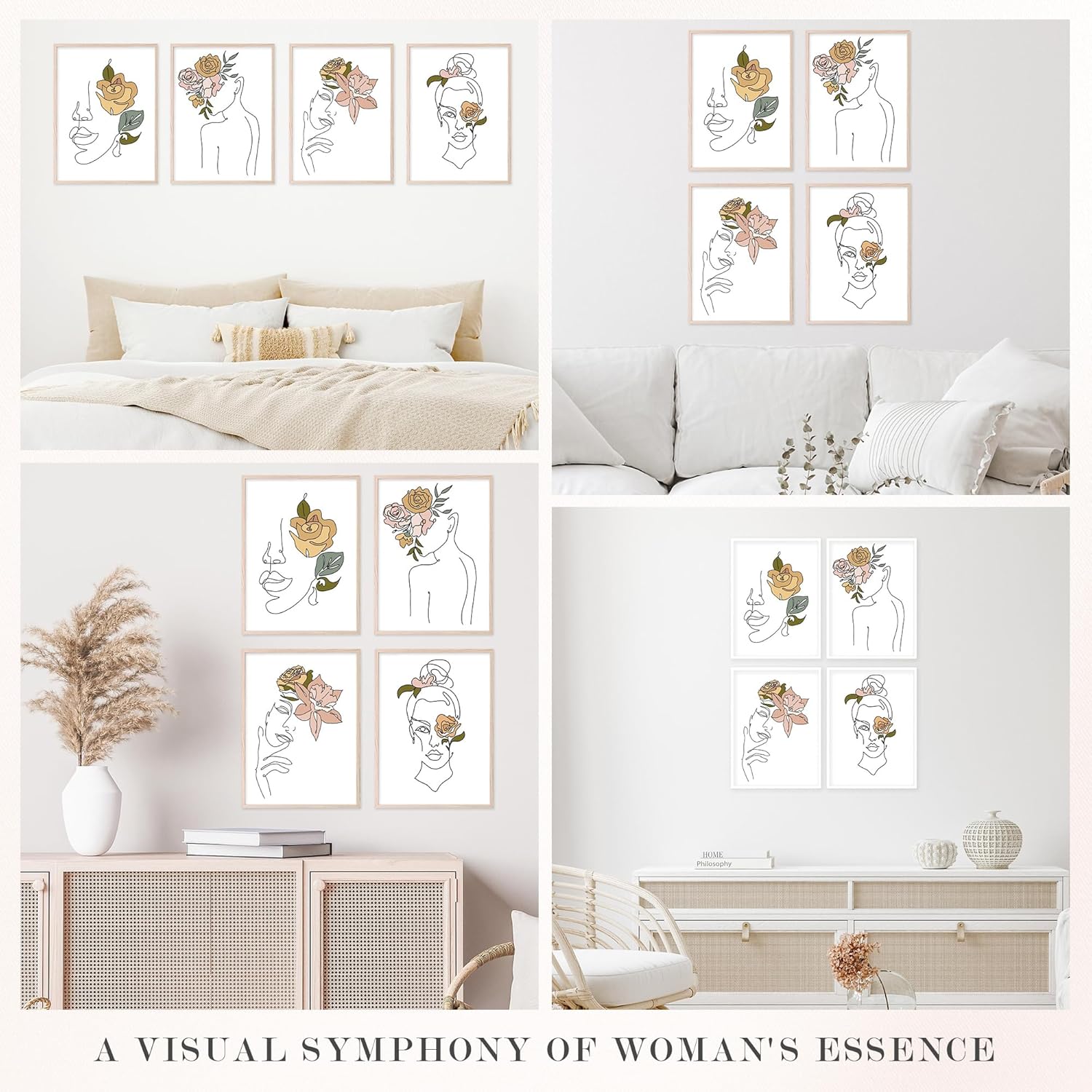Insire Arte de pared feminista, arte de línea, arte de pared de silueta, arte de pared femenino, decoración de pared femenina, arte de pared de