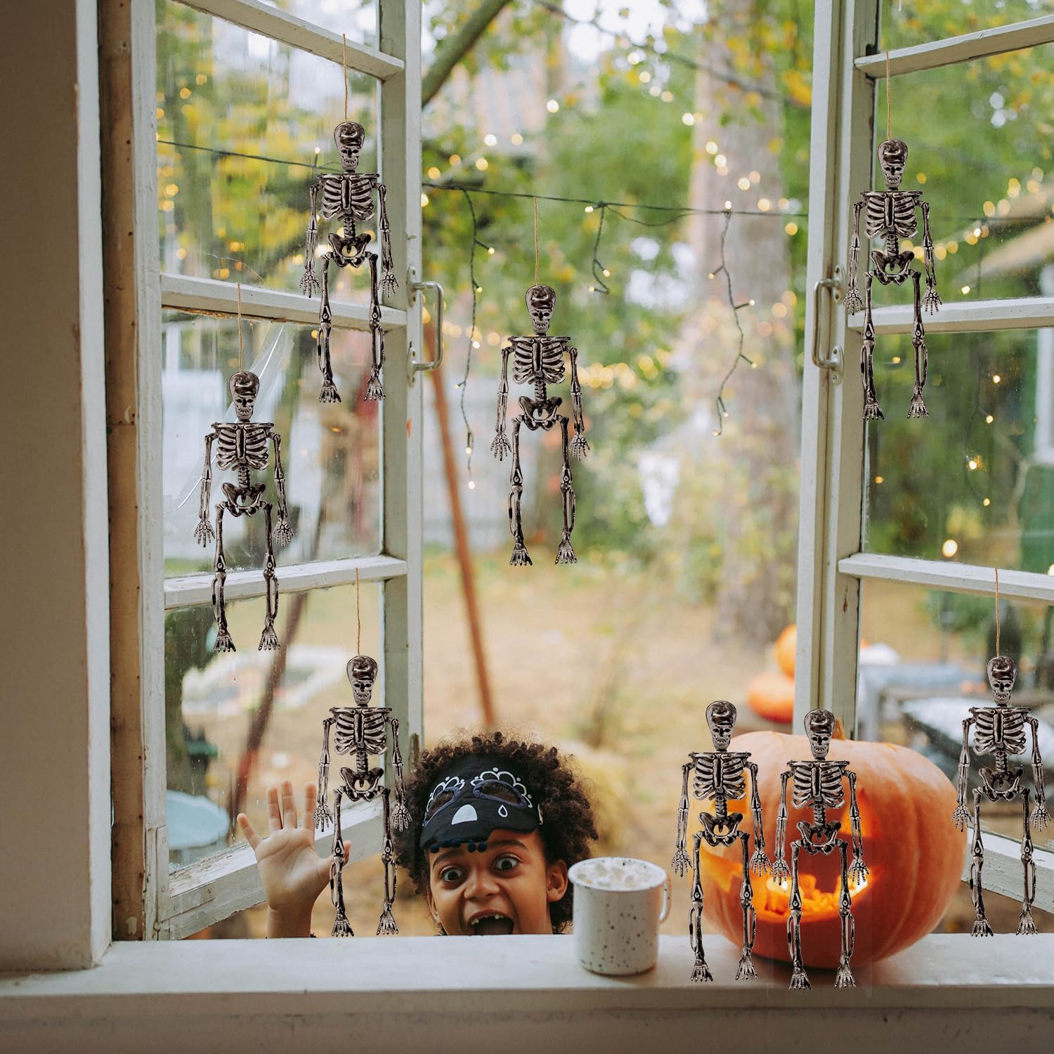 8 mini figuras de esqueleto, decoraciones de esqueleto de Halloween de 6 pulgadas, figuras de esqueleto en miniatura, decoración de Halloween para