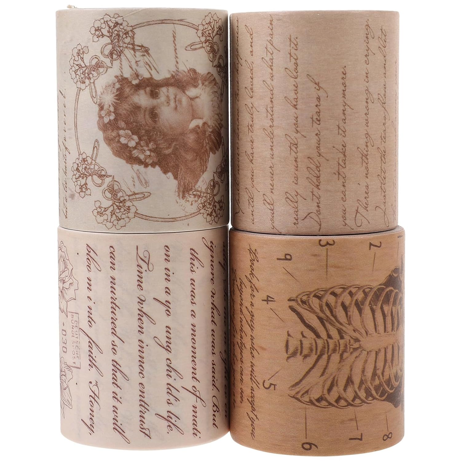 VILLCASE 4 rollos de cinta adhesiva decorativa vintage washi, cinta adhesiva ancha para manualidades, cinta adhesiva para envolver manualidades,