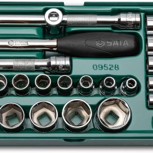 SATA 25 Pc. 12″ Dr. 6 Pt. Juego de bandejas de zócalos, SAE – ST09528 SATA 25 Pc. 12″ Dr. 6 Pt. Juego de bandejas de zócalos, SAE – ST09528