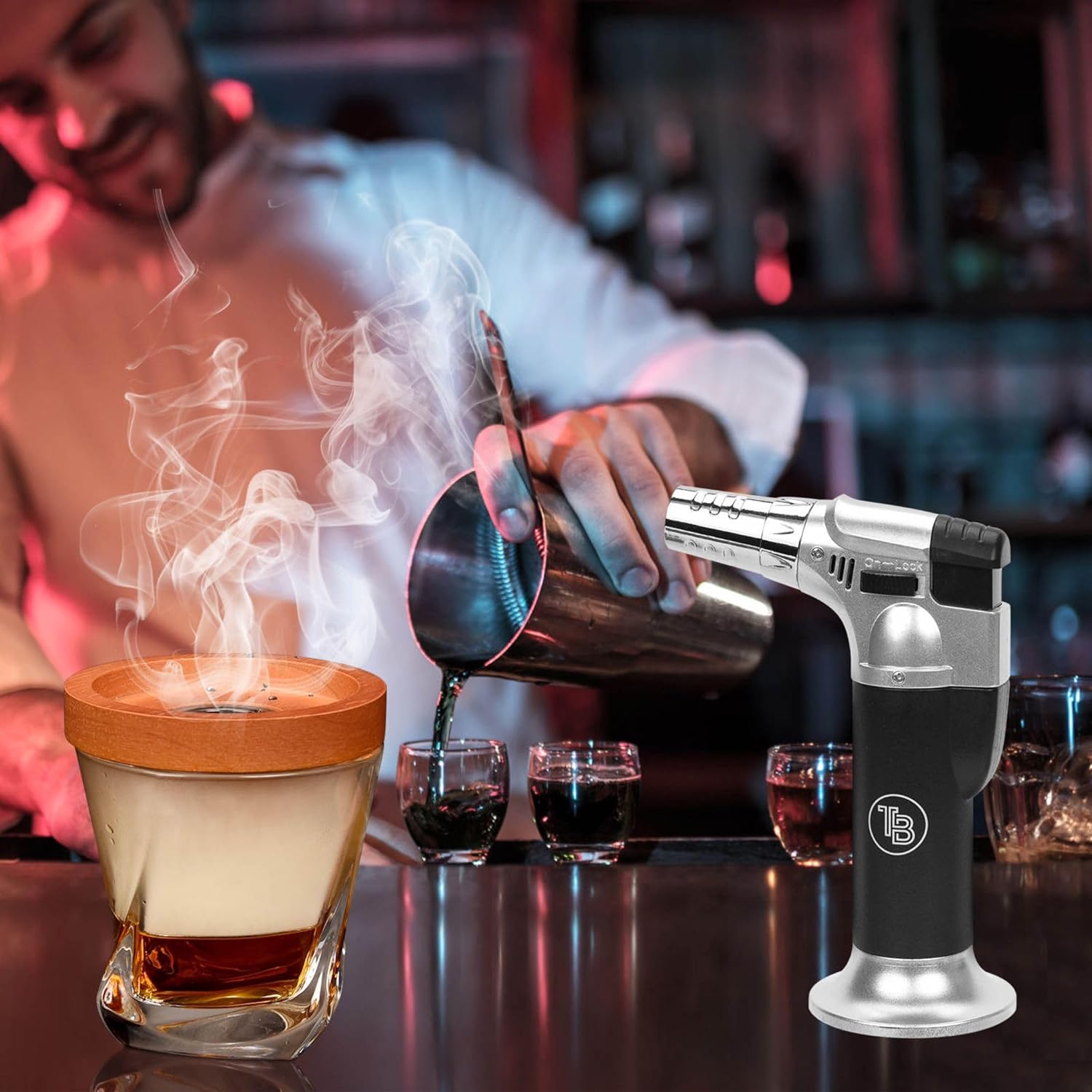 Troque Brands – Kit de ahumador de cóctel con virutas de madera de 4 sabores, gran regalo para los amantes del whisky, kit de cóctel para fumar,