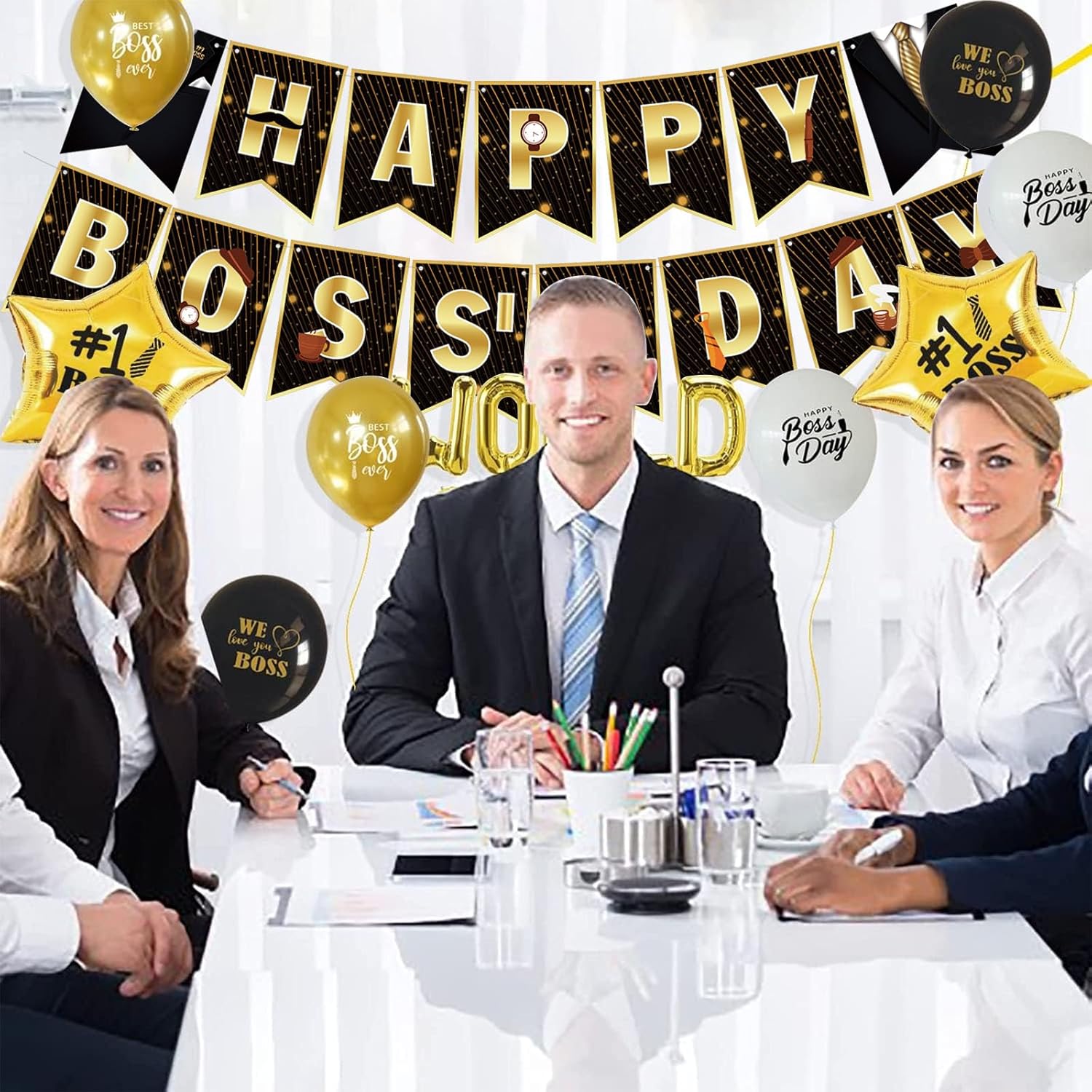 Cartel del día del jefe feliz suministros de decoración de fiesta, globos del mejor jefe del mundo, globos del día internacional del jefe,