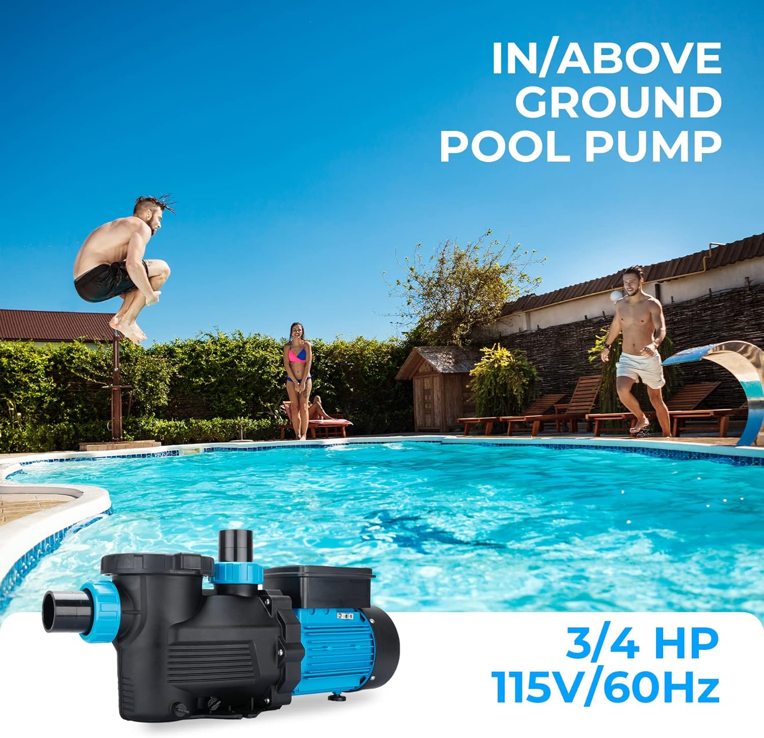 Bomba de piscina de 34 HP de doble velocidad, 4700 GPH de dos velocidades, bombas de piscina autocebantes de velocidad variable con cesta de filtro