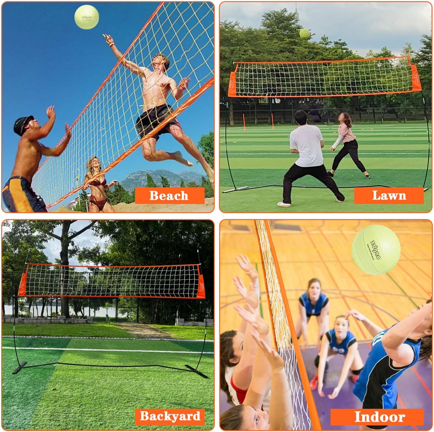 Red de entrenamiento de voleibol portátil de 12 pies para golpear o servir taladros, red de práctica de voleibol independiente para exteriores e